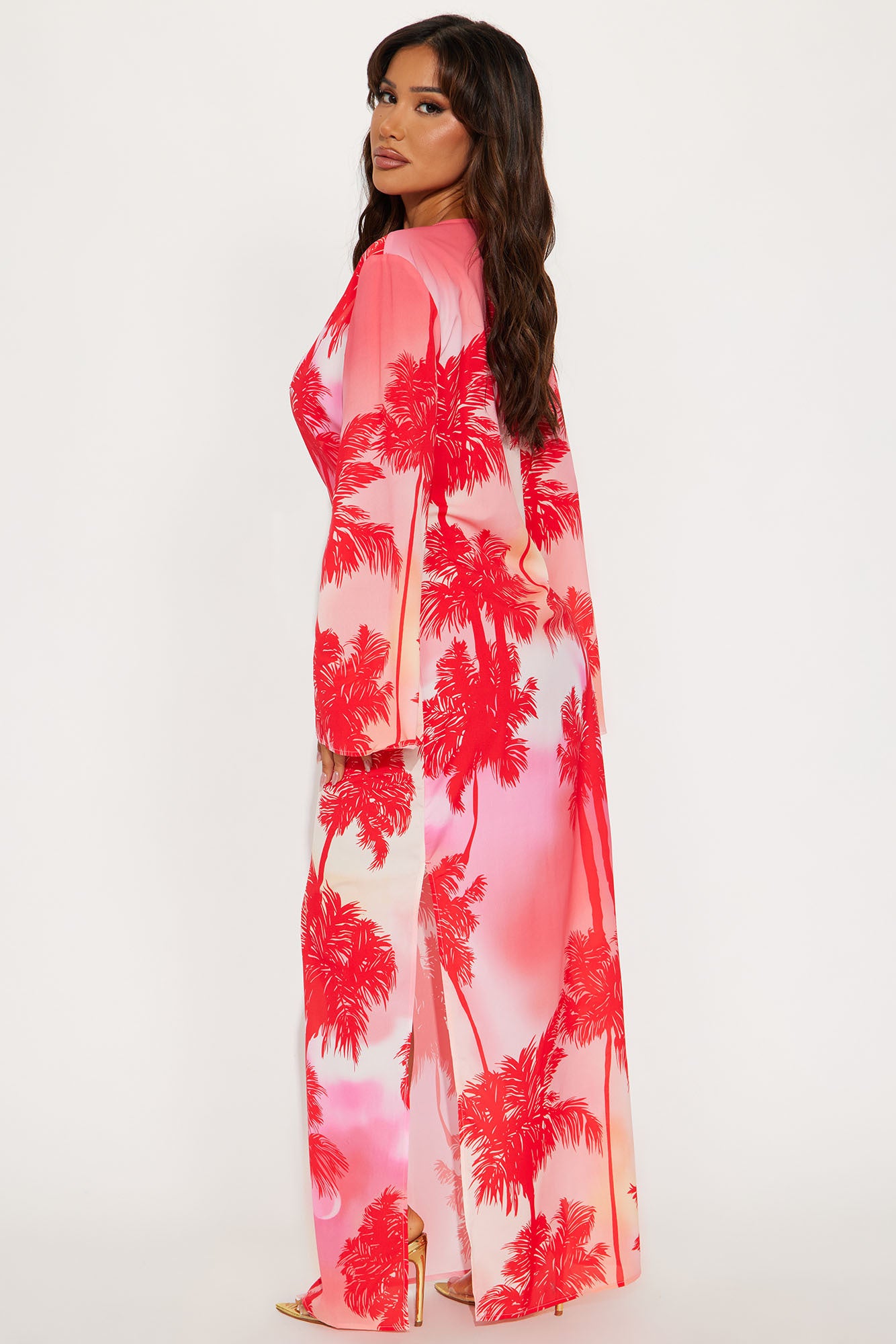 Abby Flower Hardware Cover Up Kaftan - Hot Pink/combo - Image 3