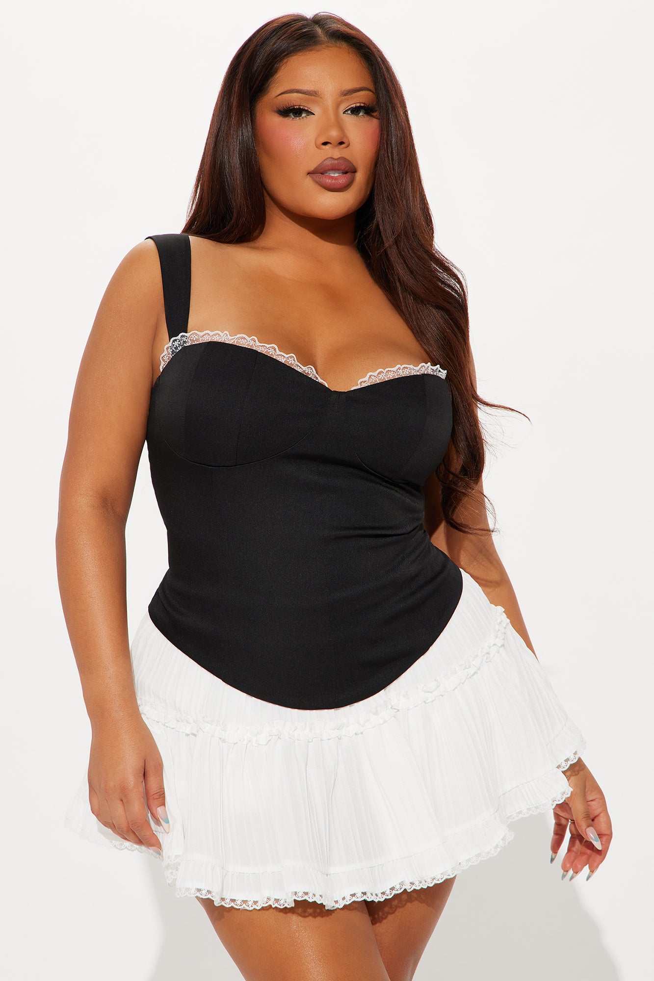 Acting Sweet Corset Top - Black/White - Image 4