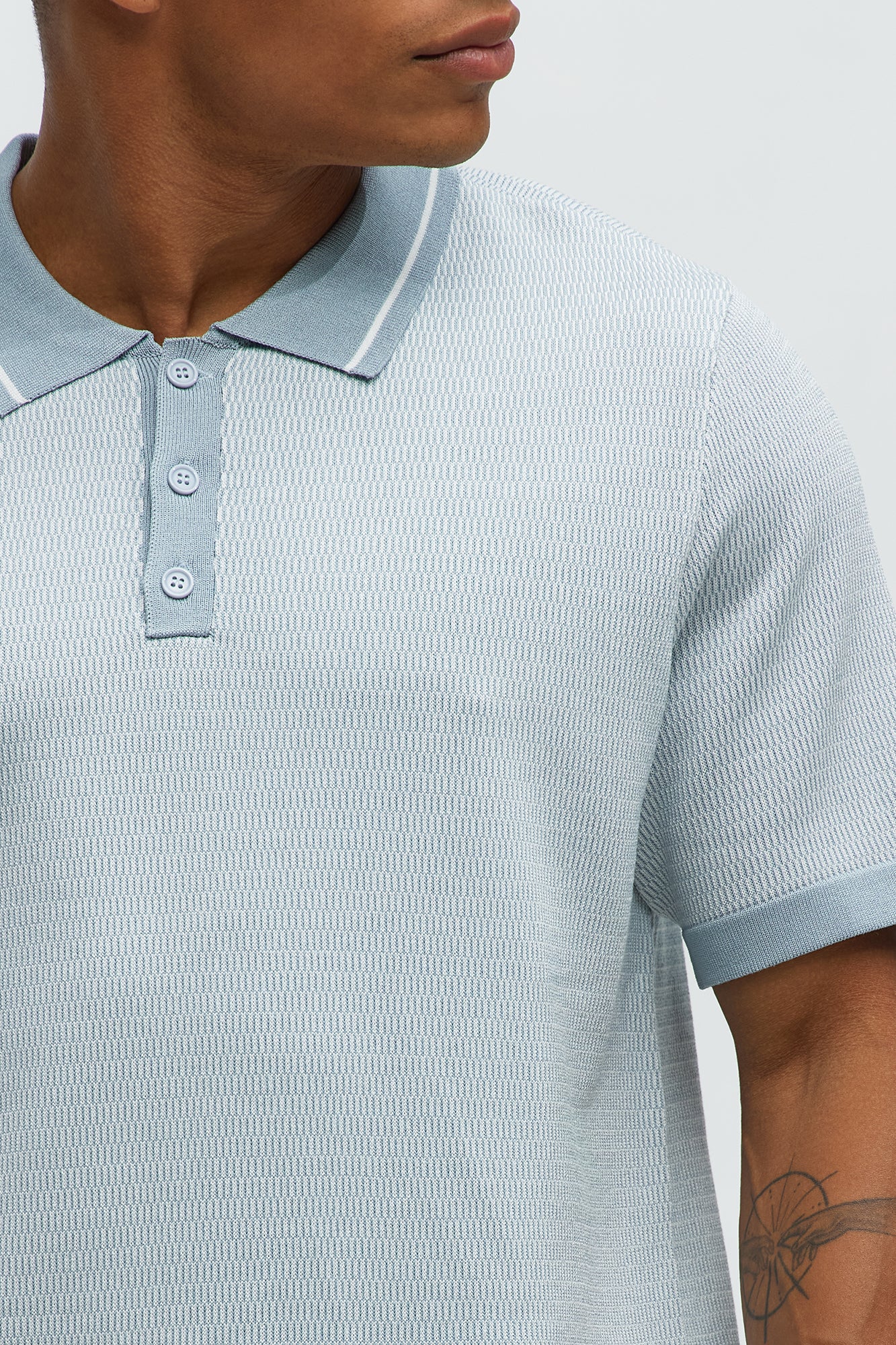 Calvin Textured Knit Polo - Grey/combo - Image 3