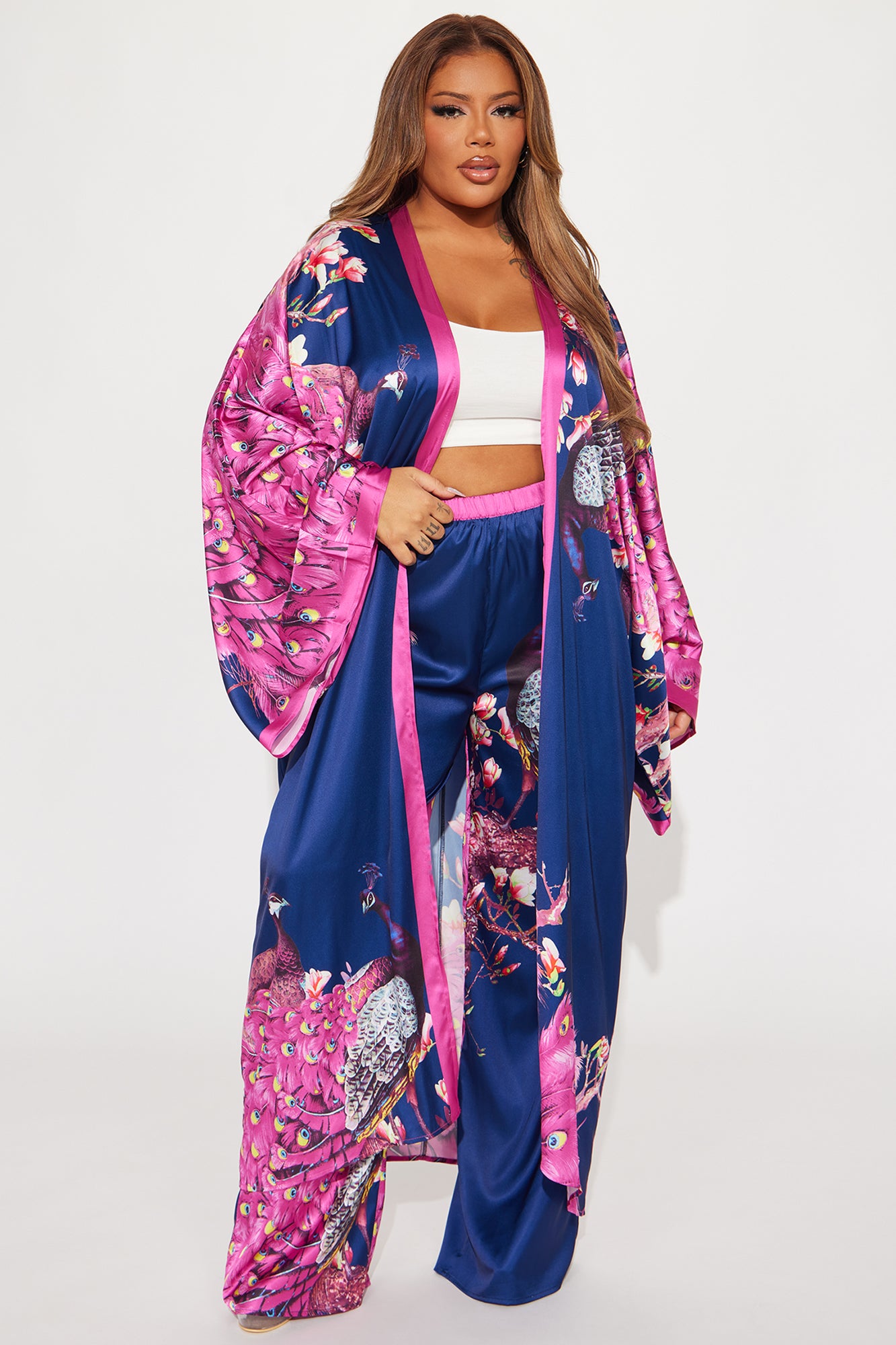 Above Status Satin Pant Set - Navy/combo - Image 4
