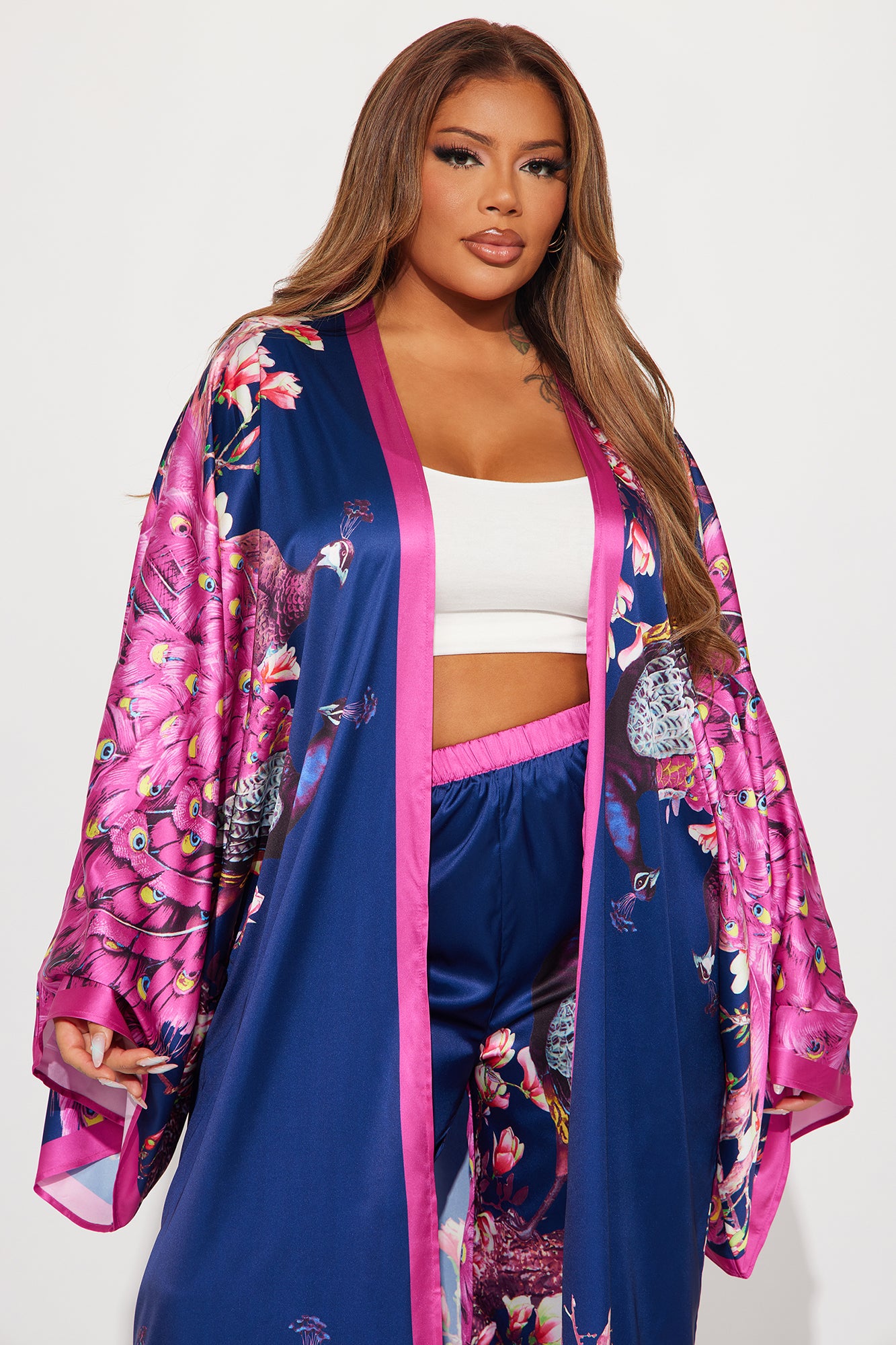 Above Status Satin Pant Set - Navy/combo - Image 5