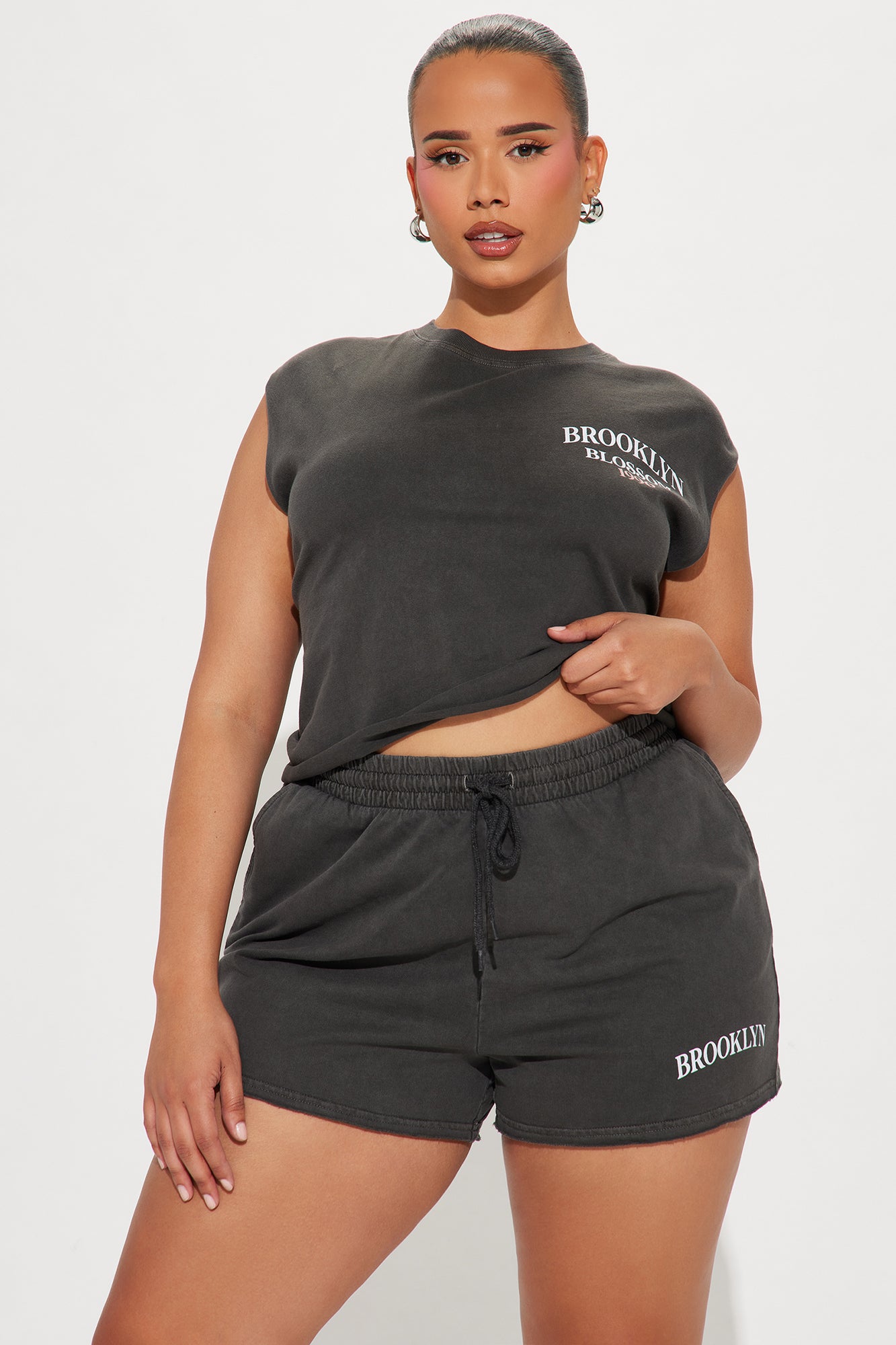 Brooklyn Blossom Short Set - Charcoal - Image 5
