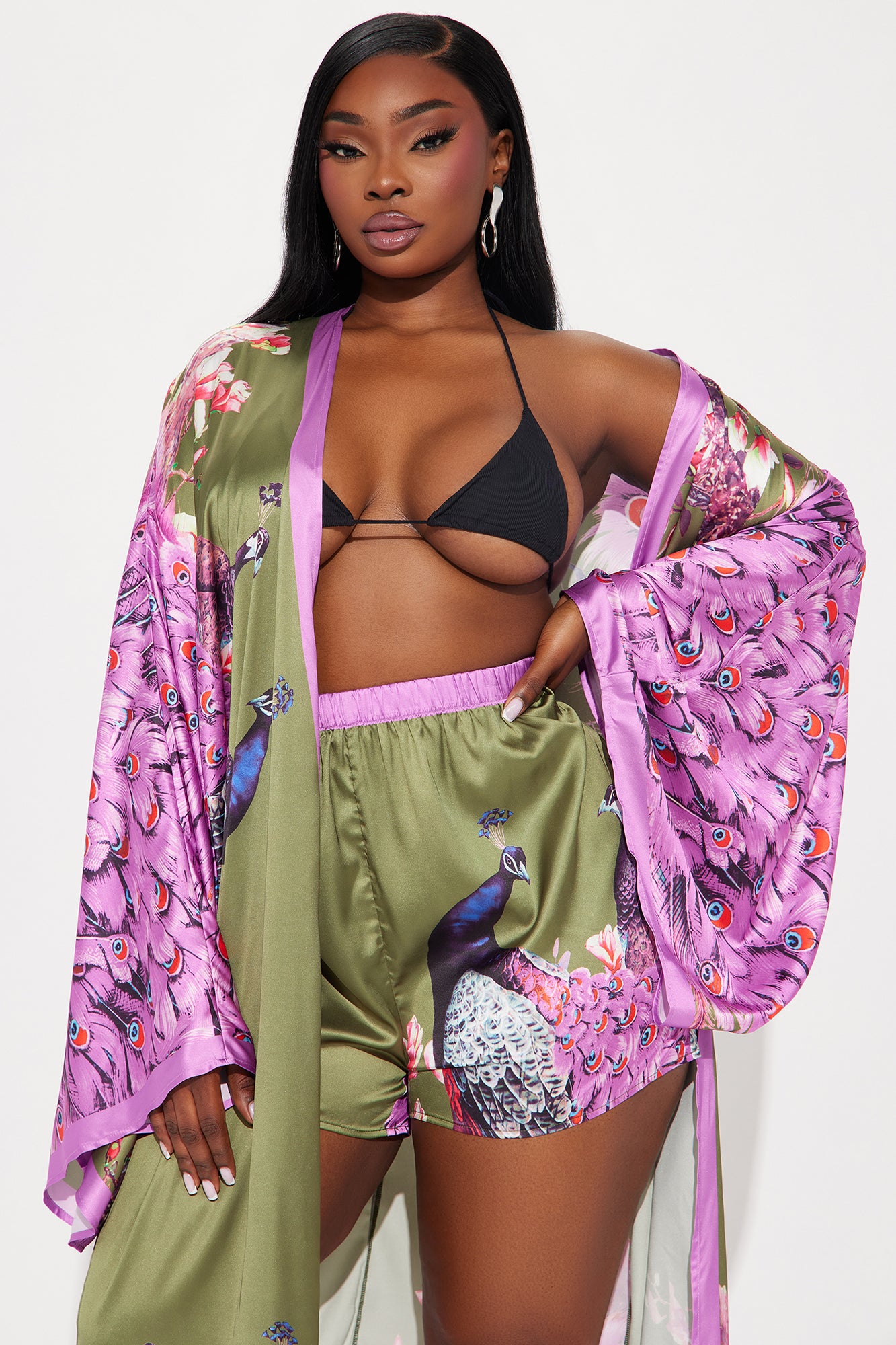 Above Status Satin Short Set - Green/combo - Image 5