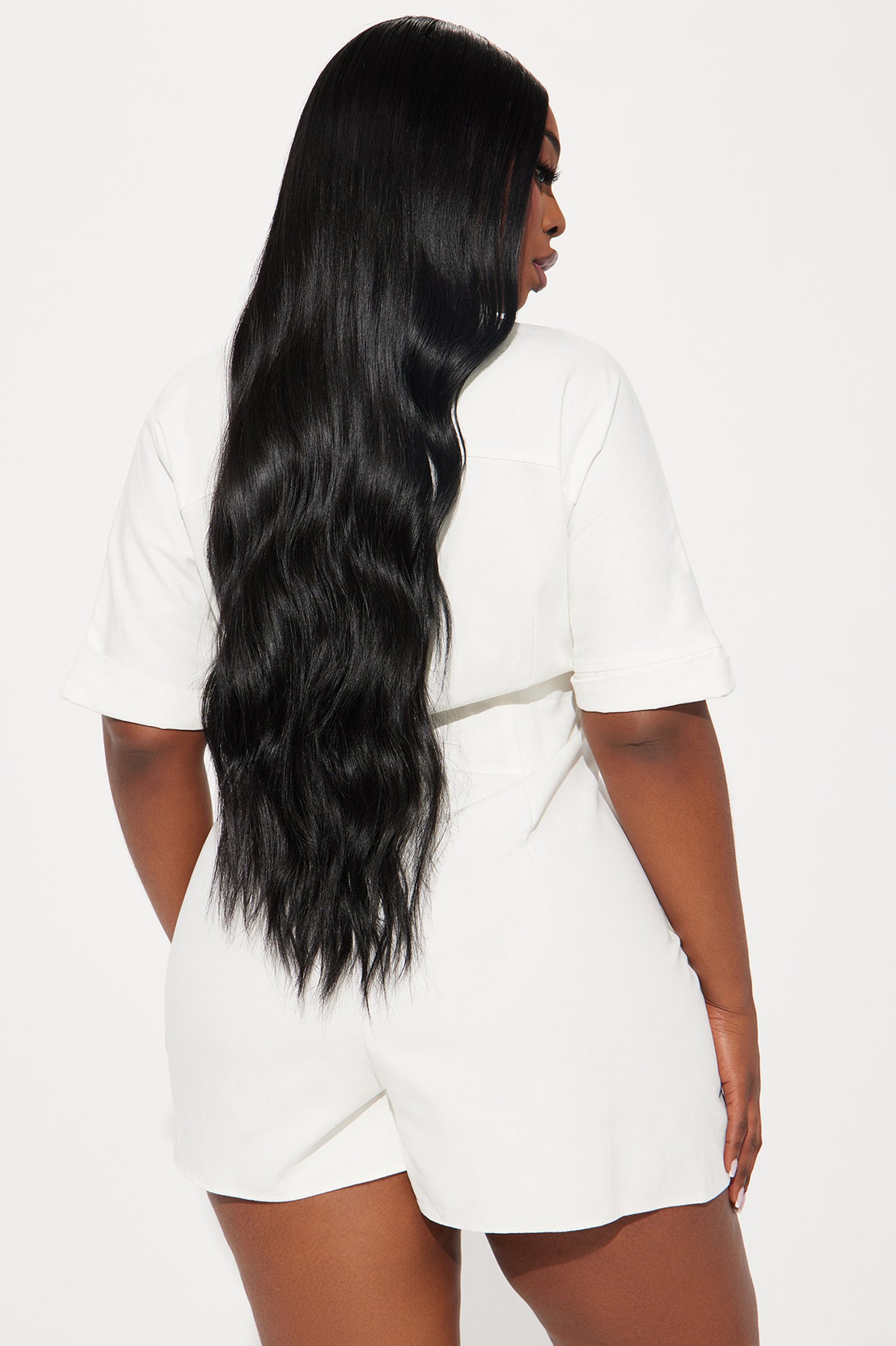Press The Facts Romper - Ivory - Image 6