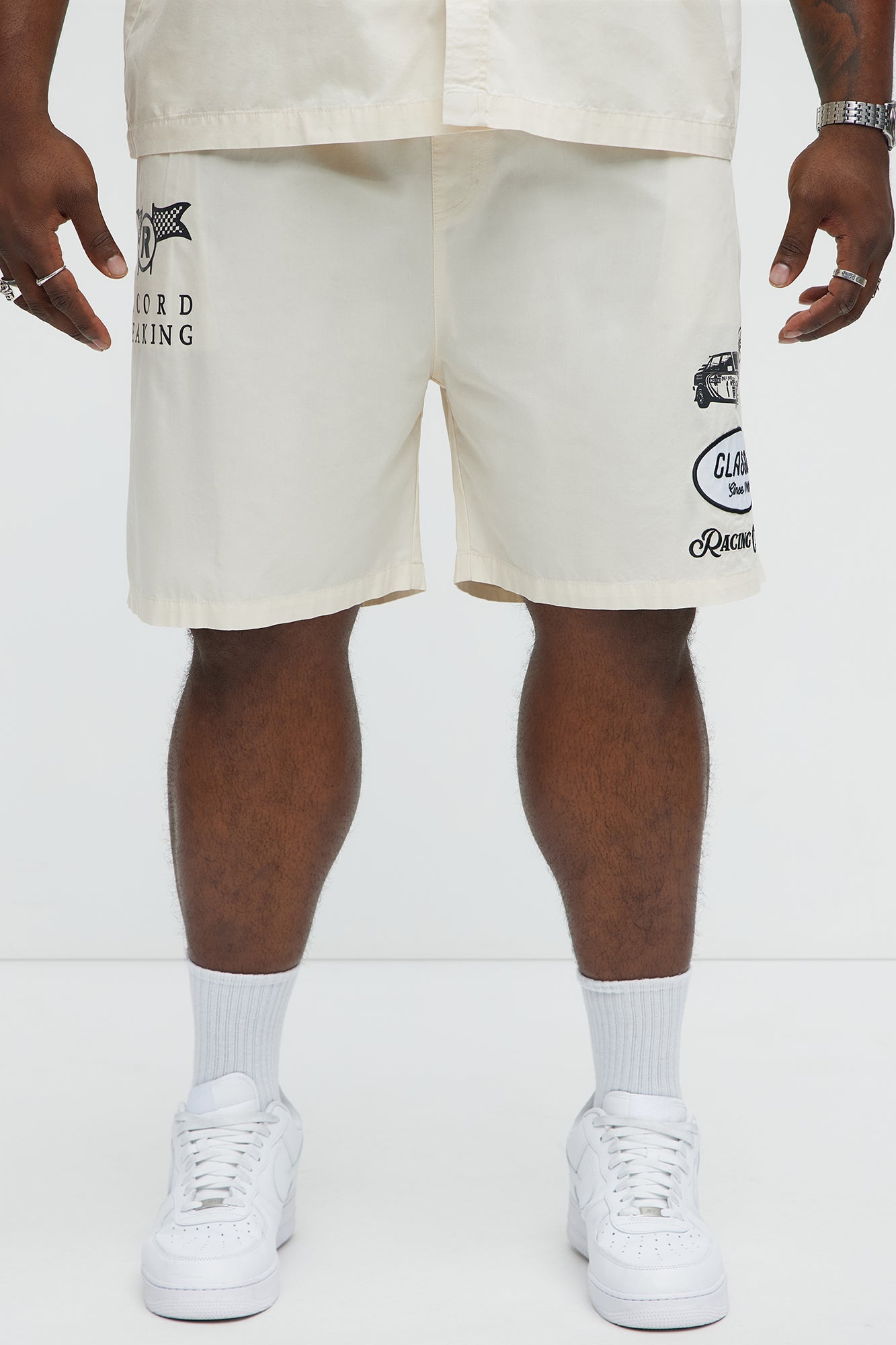 Racing Club Relaxed Drawstring Shorts - Cream - Image 6