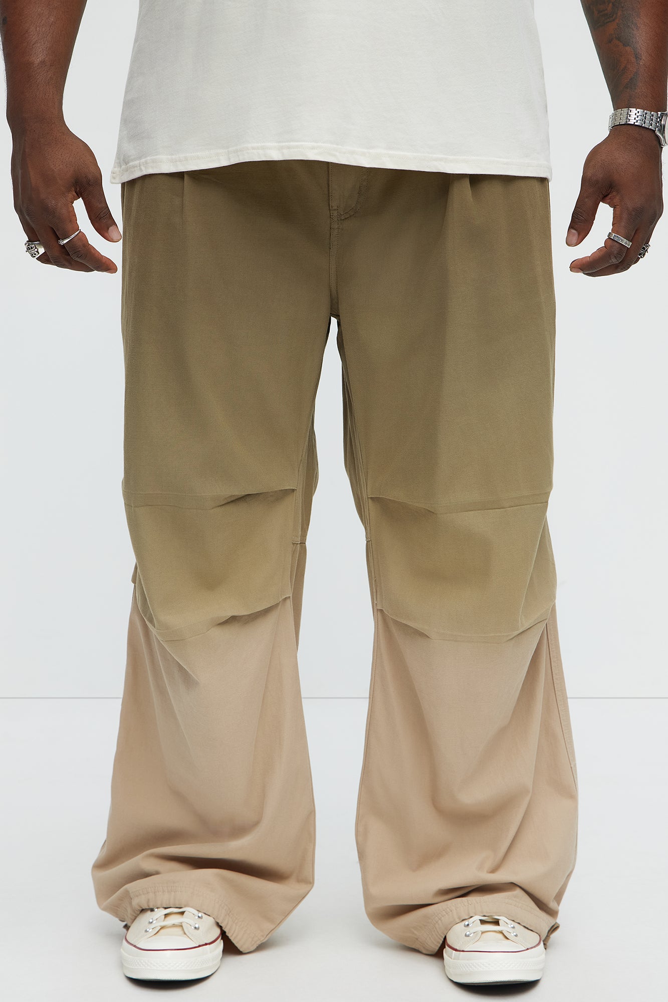 Paper Bag Baggy Pants - Olive - Image 5