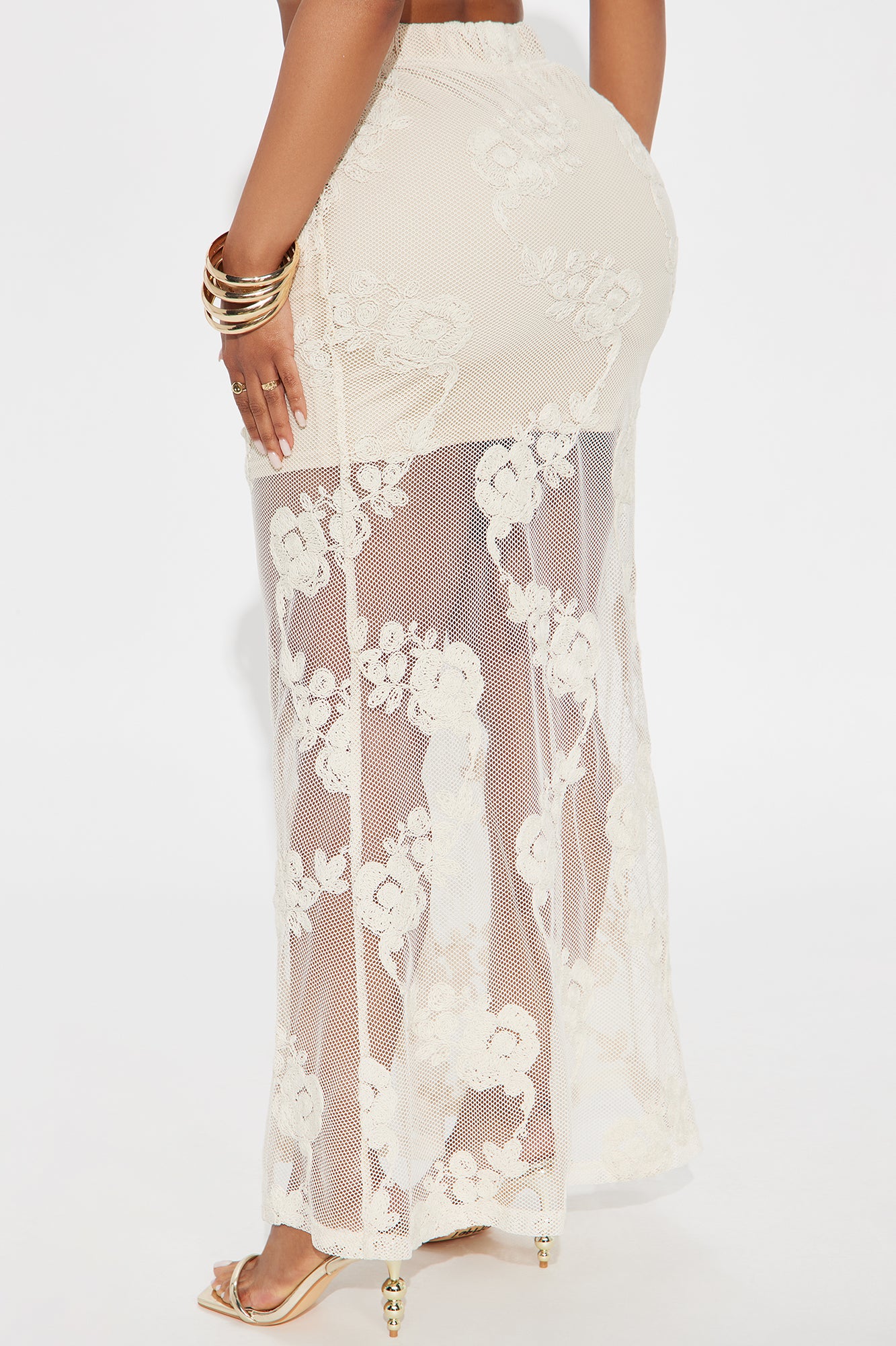 Vacation Vibes Embroidered Crochet Maxi Skirt - Natural - Image 3