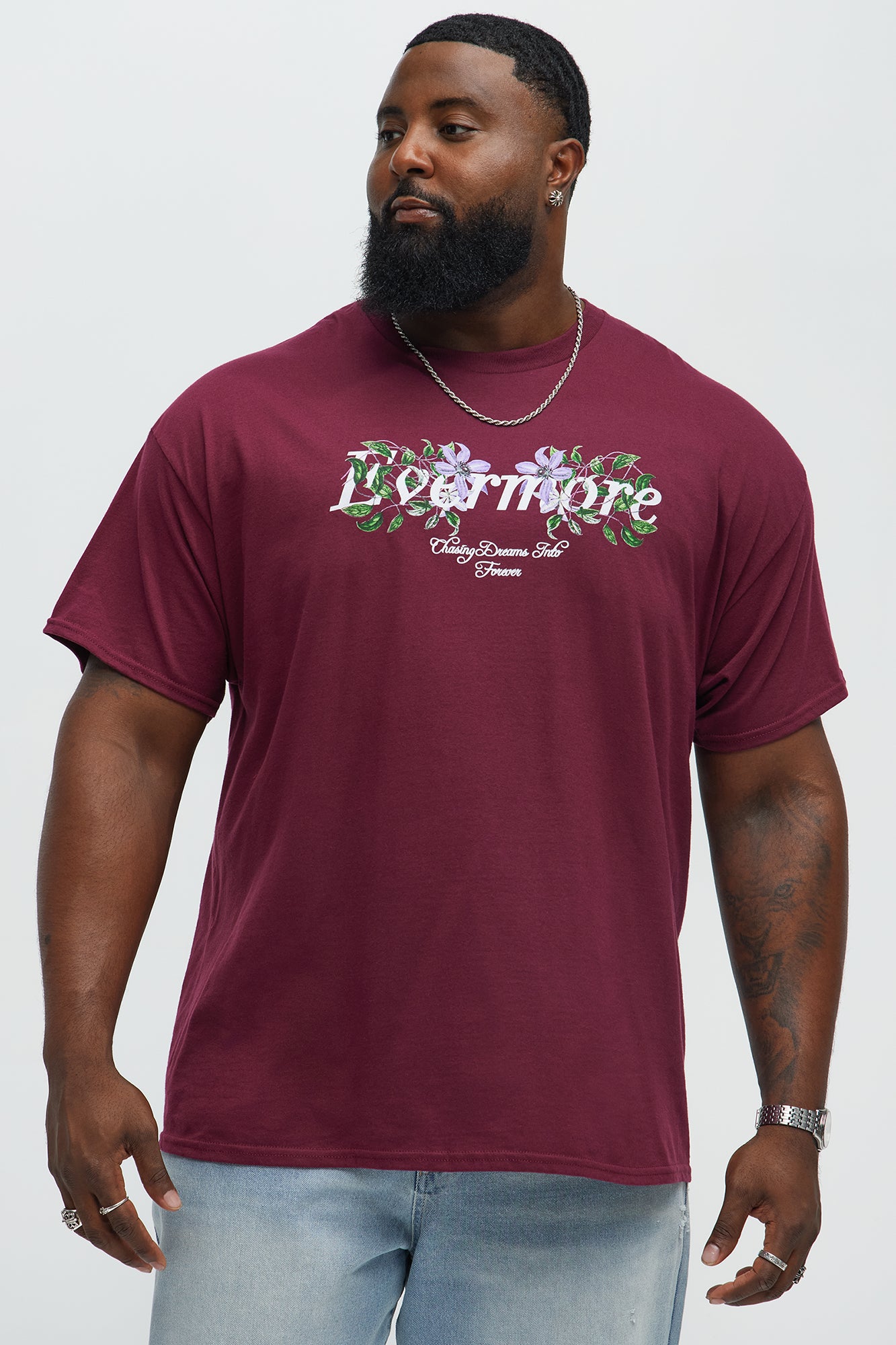 Evermore Short Sleeve Tee - Burgundy - Image 4