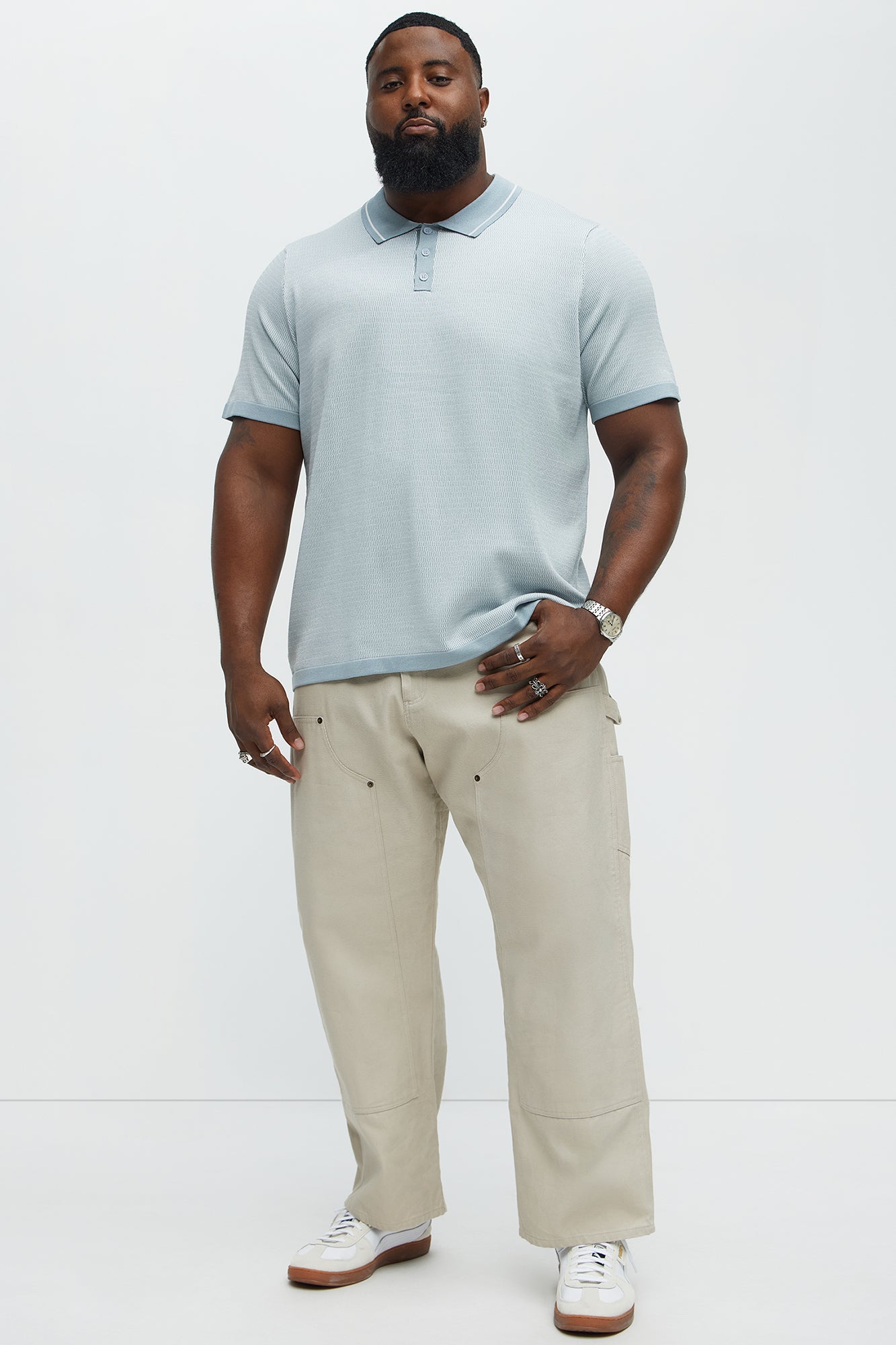 Calvin Textured Knit Polo - Grey/combo - Image 6