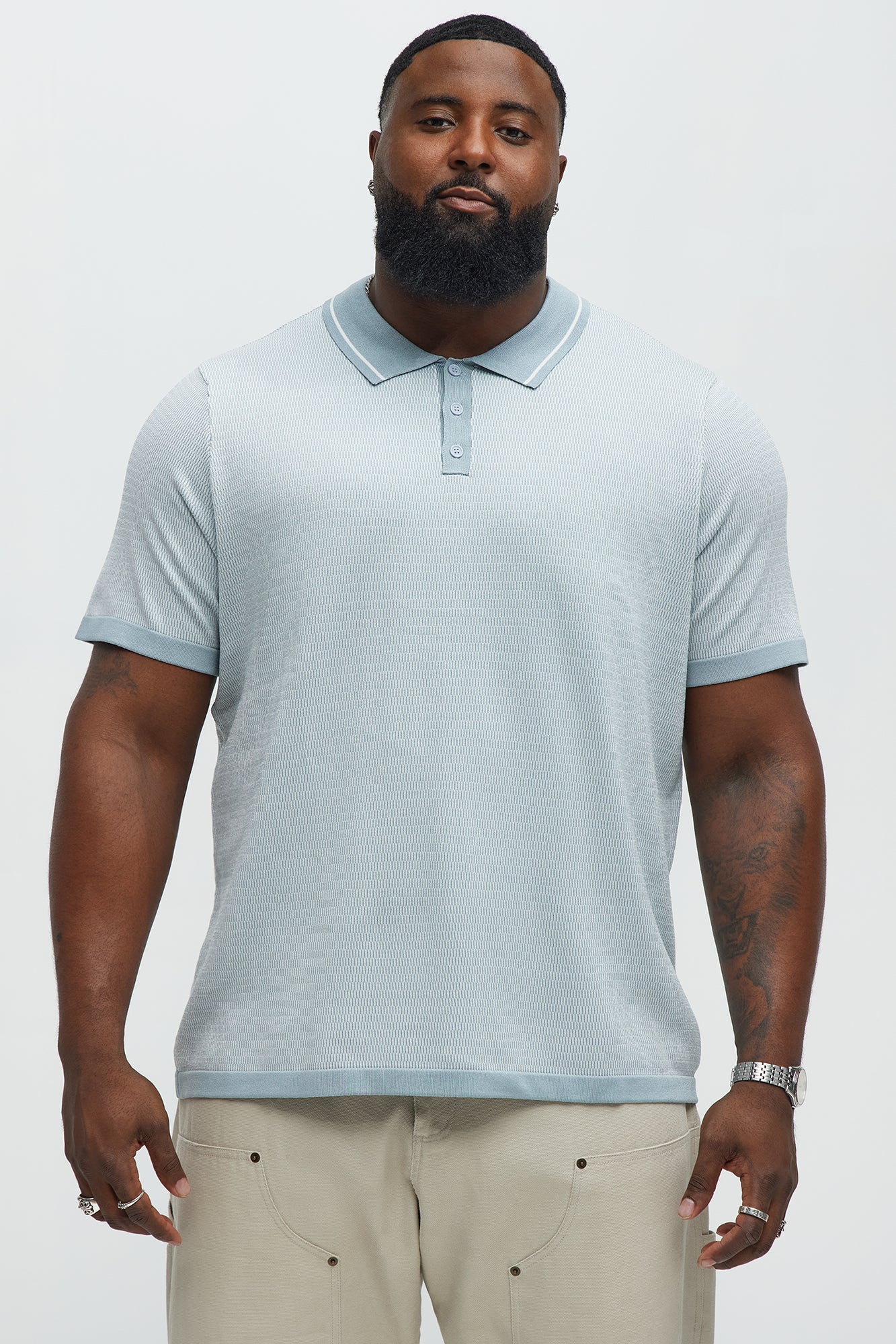 Calvin Textured Knit Polo - Grey/combo - Image 5