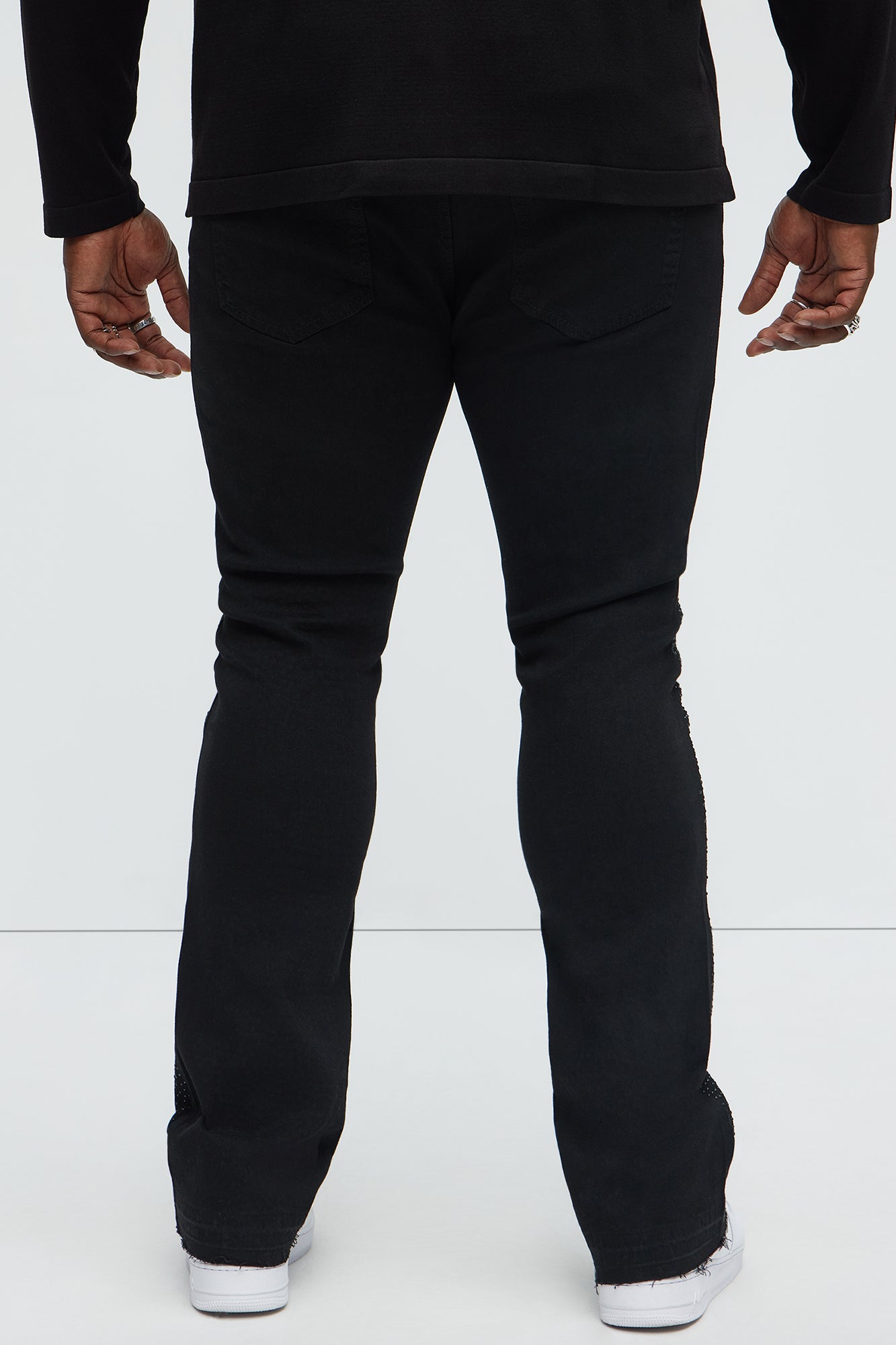 Stacked Skinny Flare On My Bling Distressed Jeans - Black Wash - Image 9