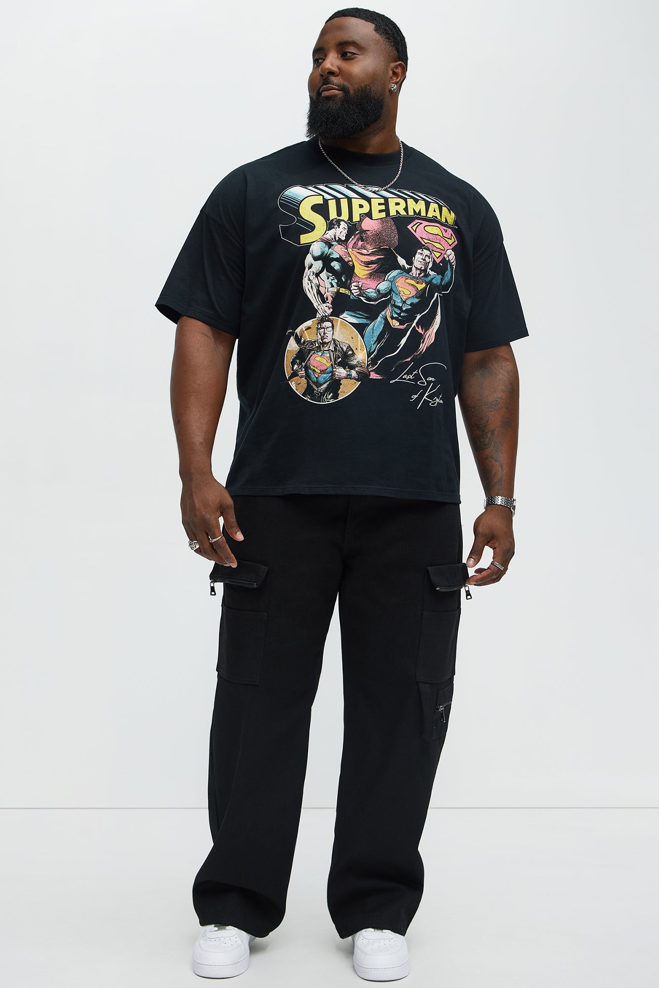 Superman Man Of Steel Oversized Short Sleeve Tee - Black - Image 5