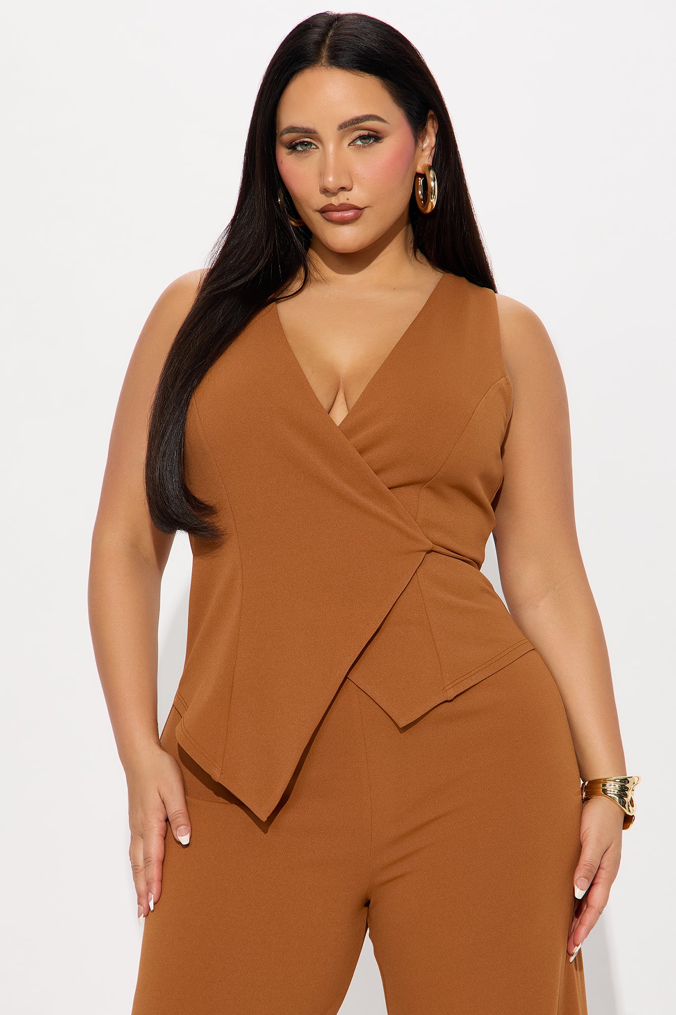 Career Catcher Crepe Jumpsuit - Cognac - Image 5