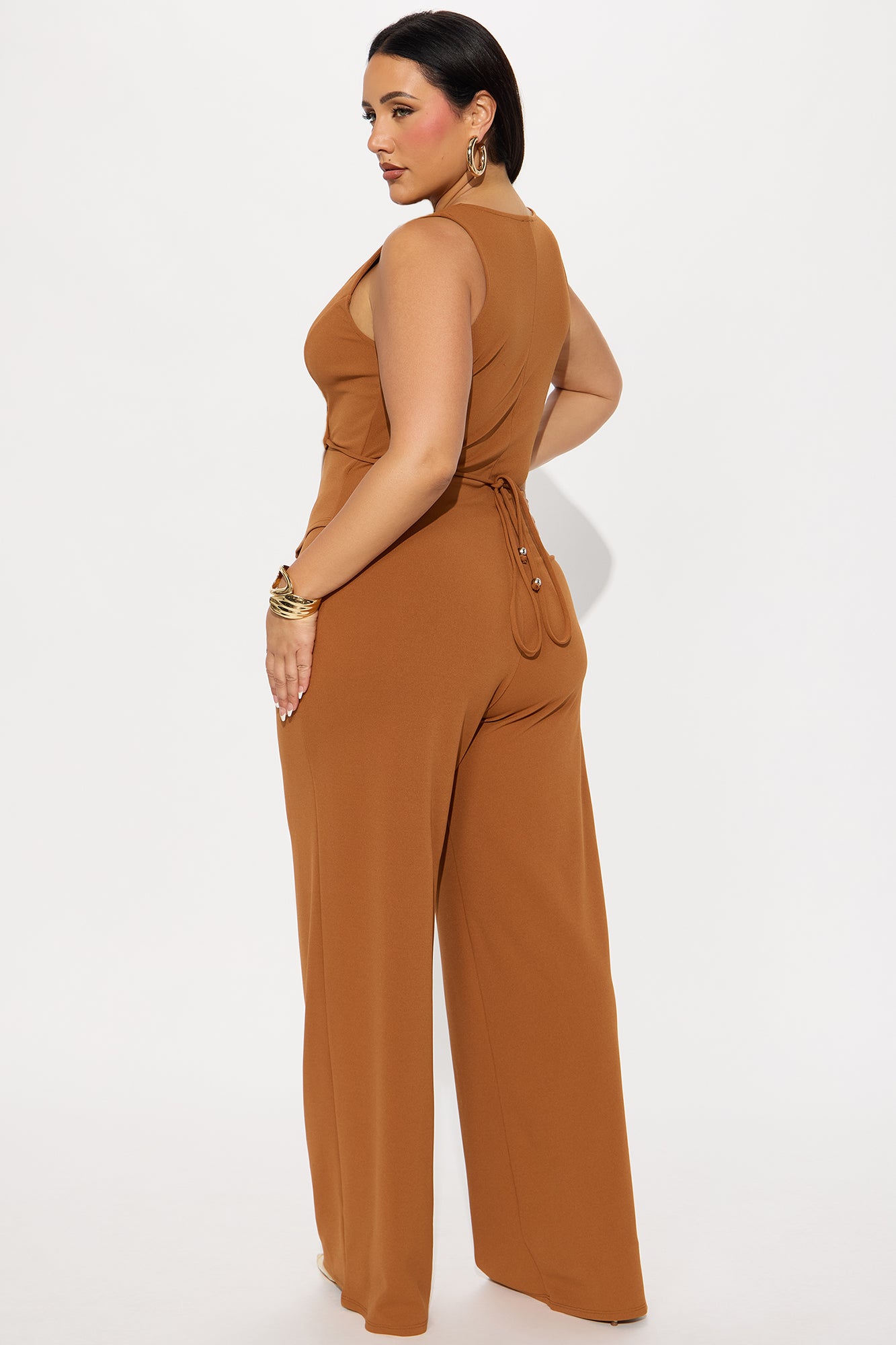 Career Catcher Crepe Jumpsuit - Cognac - Image 6