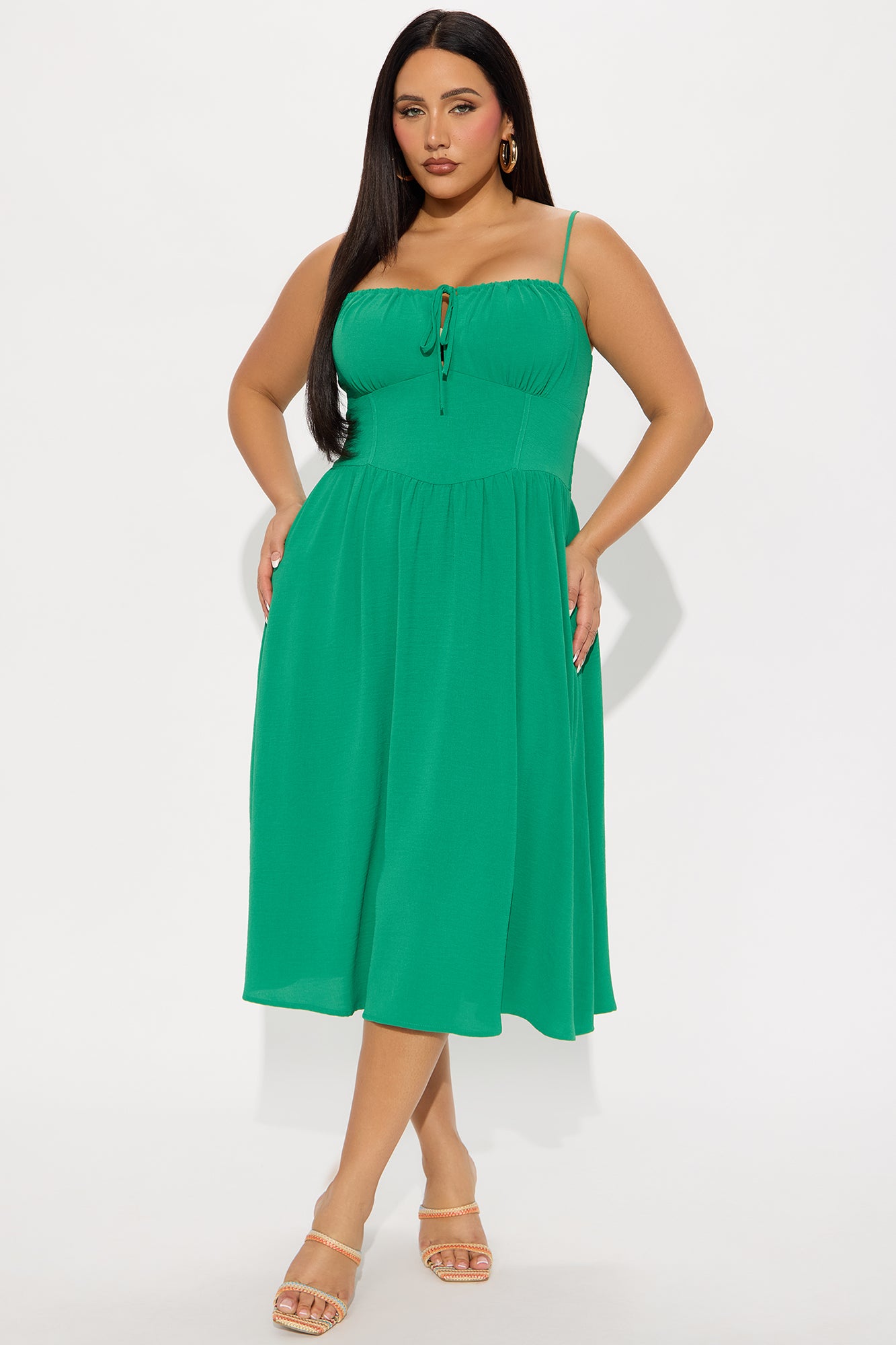 Lily Corset Midi Dress - Kelly Green - Image 4