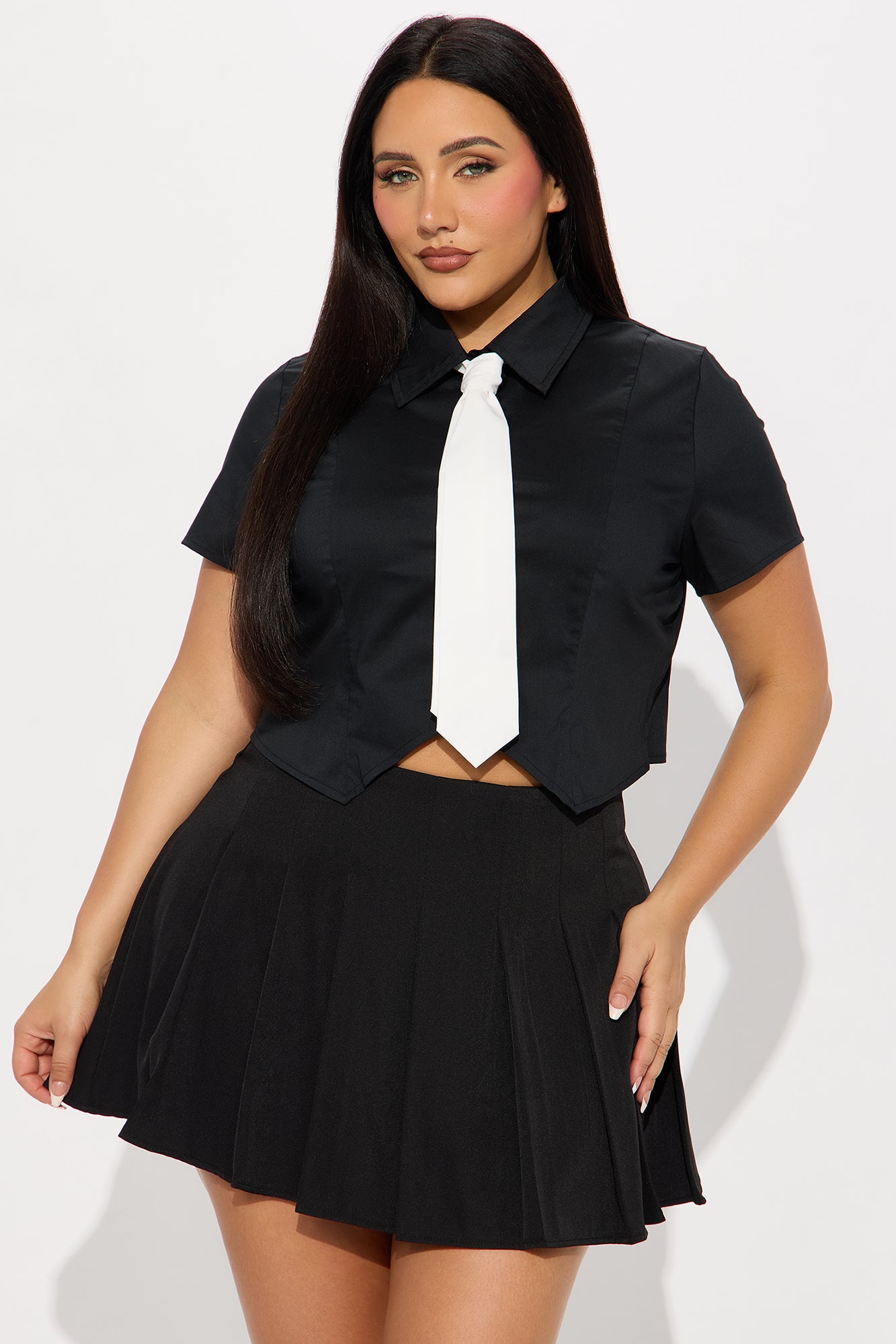 Dream Big Button Front Tie Shirt - Black/White - Image 4