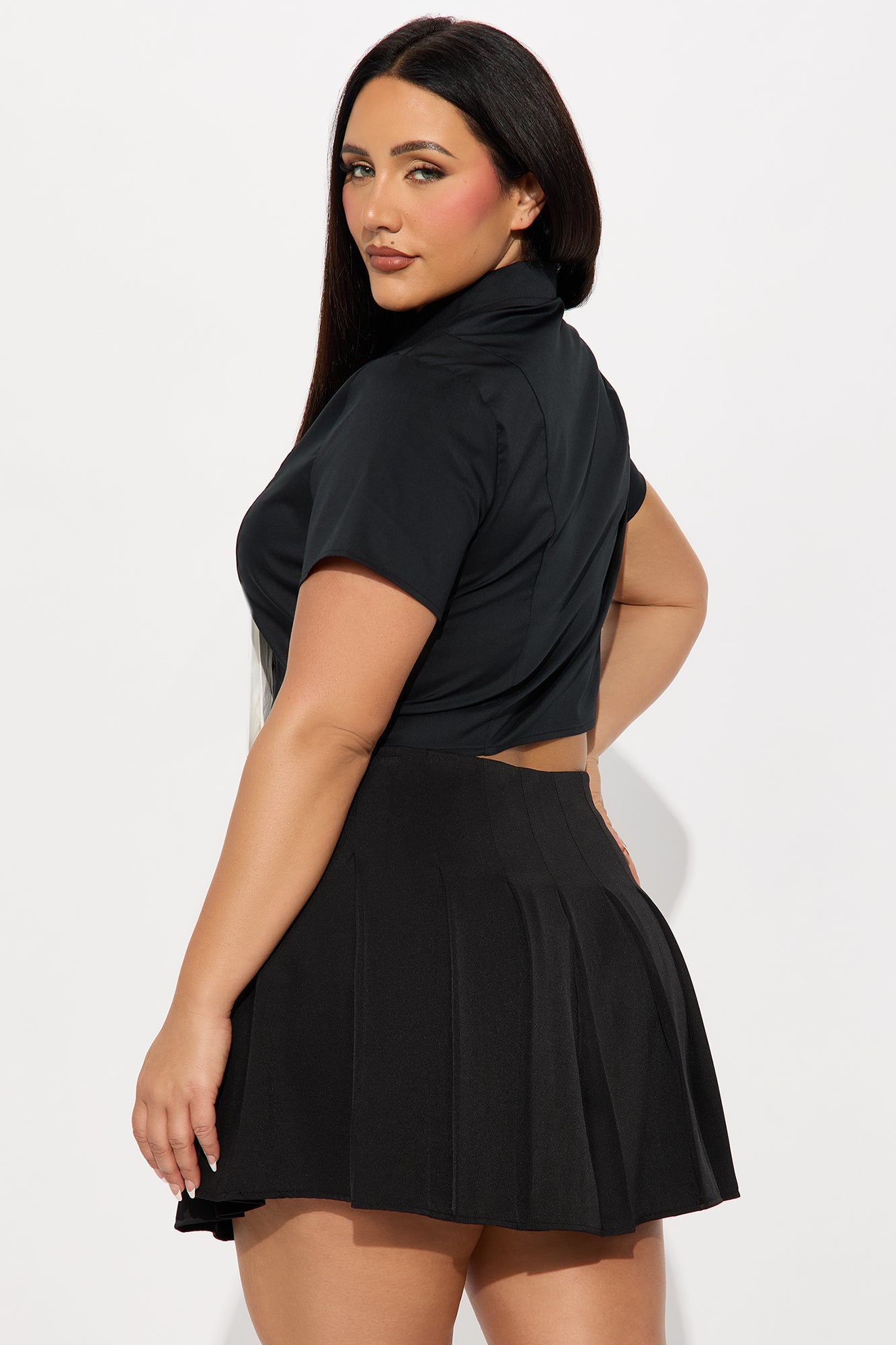Dream Big Button Front Tie Shirt - Black/White - Image 6
