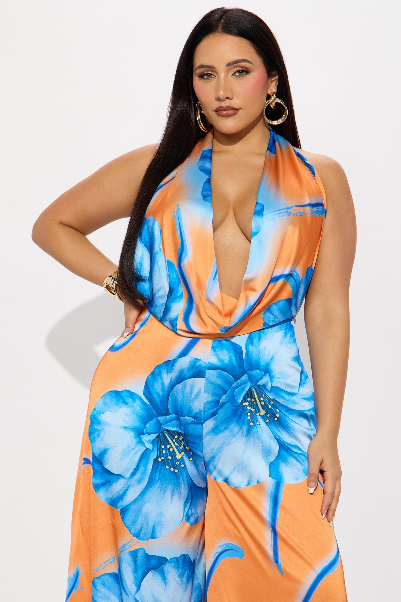 Sun And Sips Satin Jumpsuit - Orange/combo - Image 5