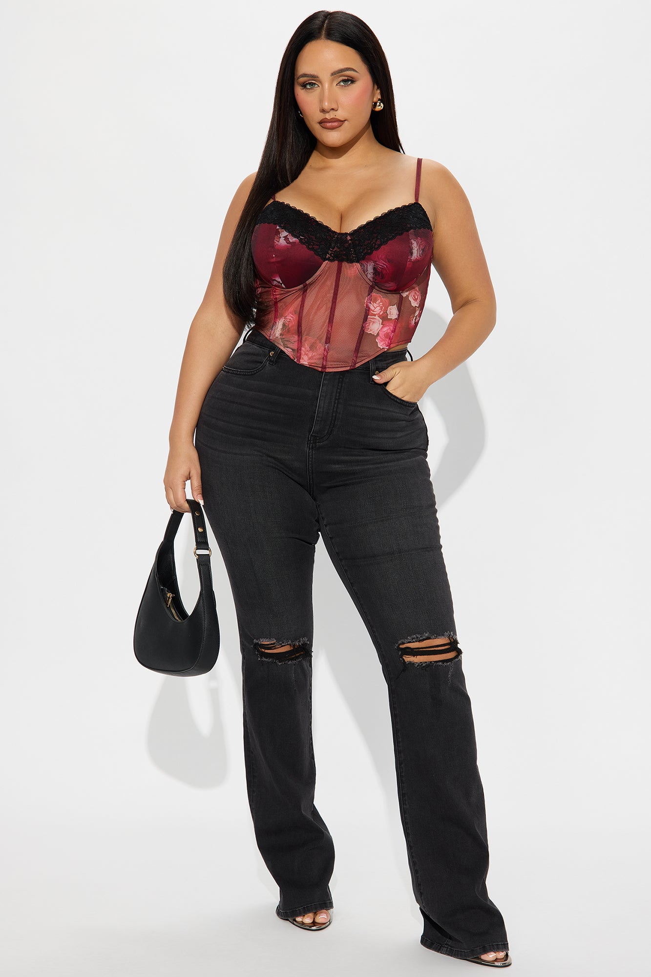 Tall Jessie Mid Rise Distressed Bootcut Jean - Black - Image 4