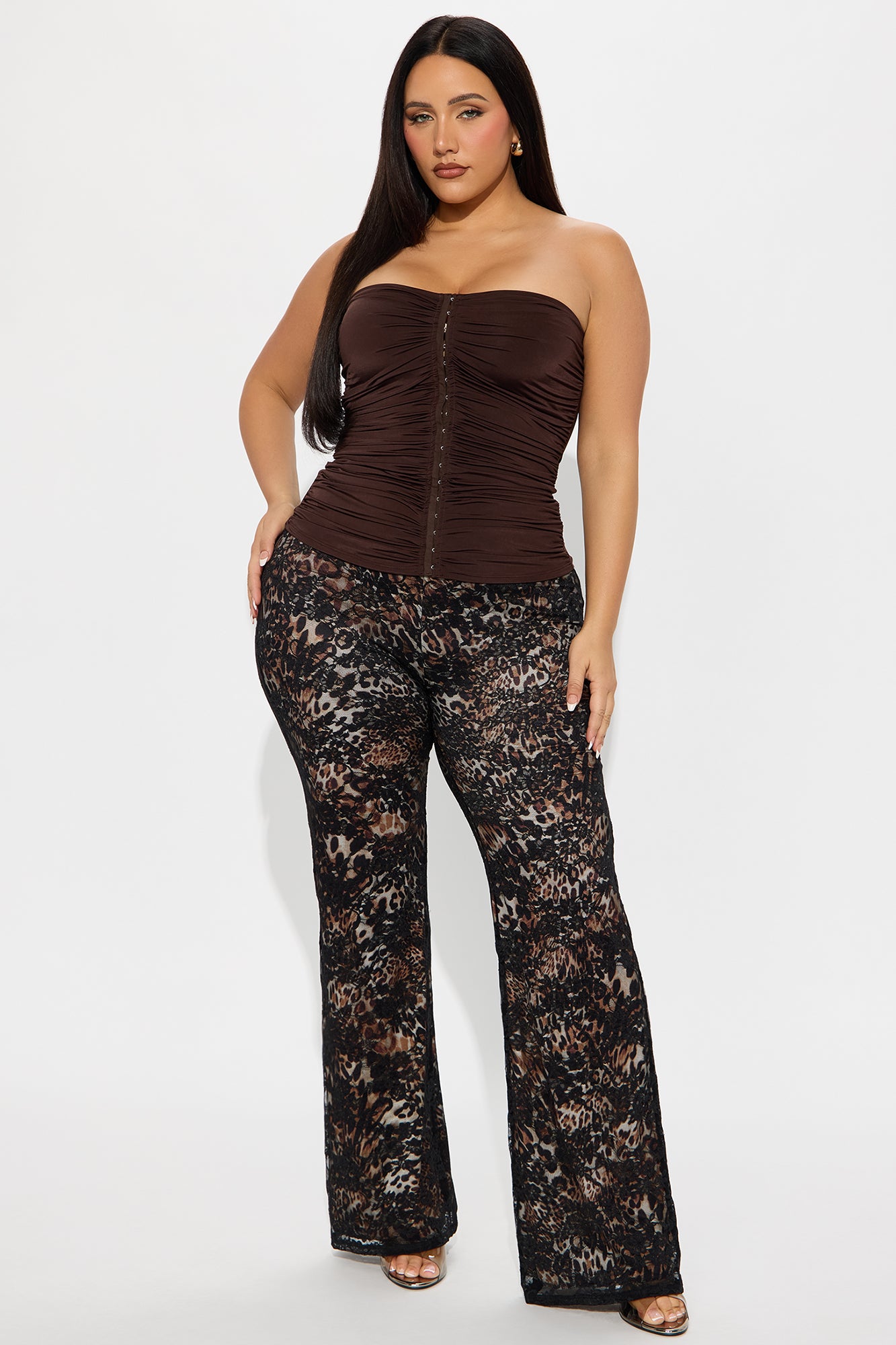 Run It Up Ruched Tube Top - Brown - Image 5