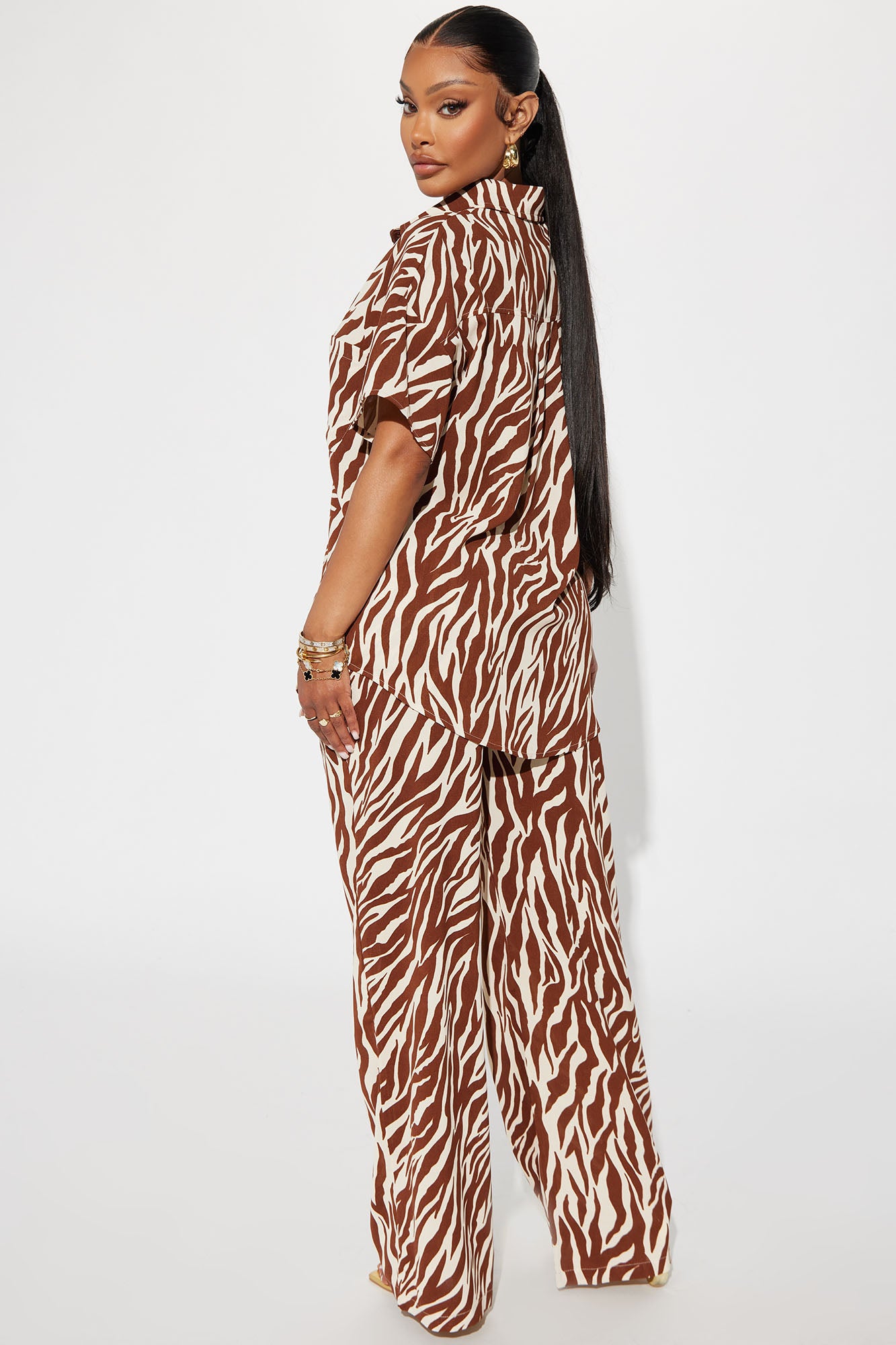 A New Direction Pant Set - Brown/combo - Image 3