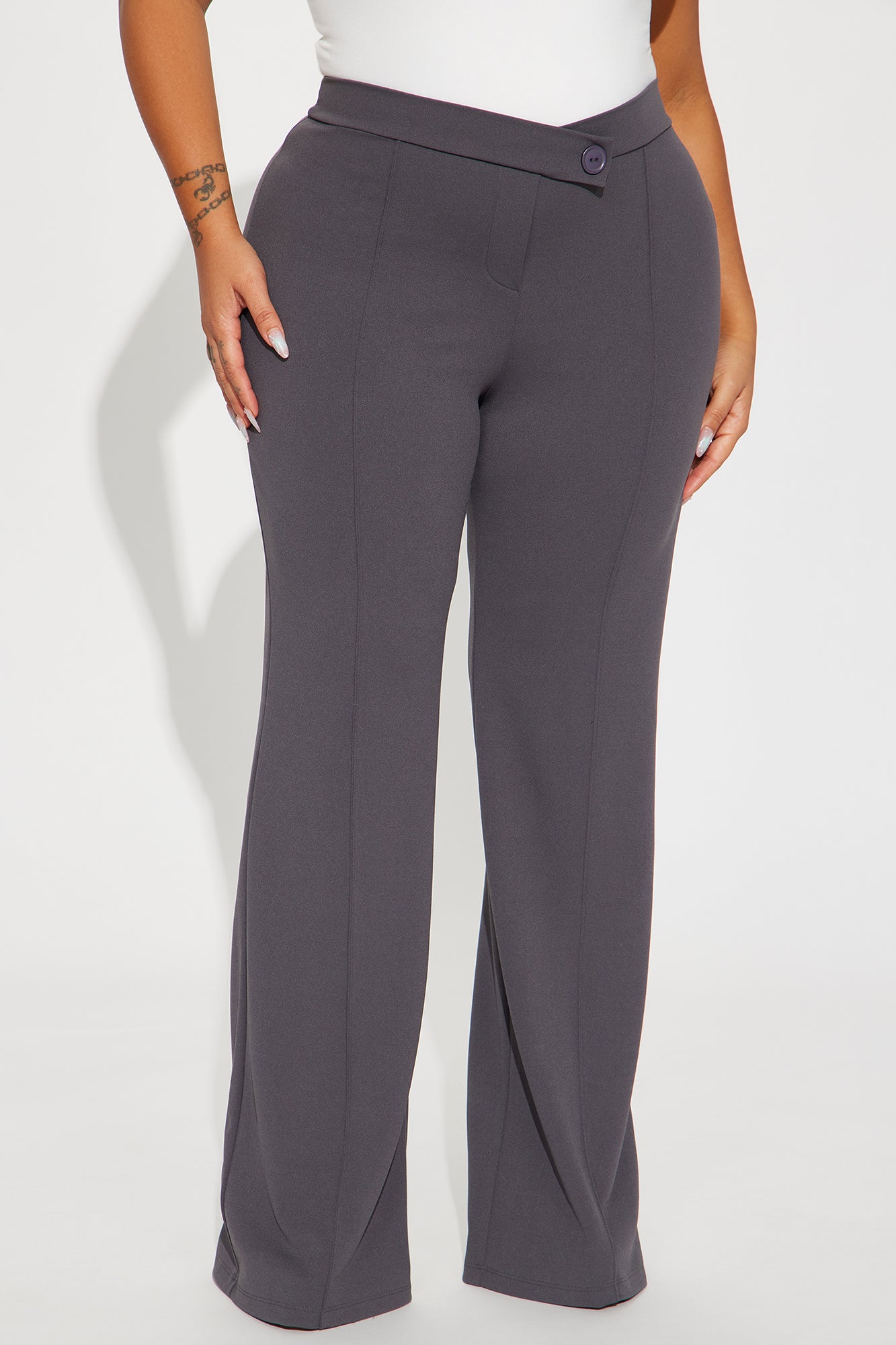 Call It Even Wide Leg Dress Pants - Charcoal - Image 5