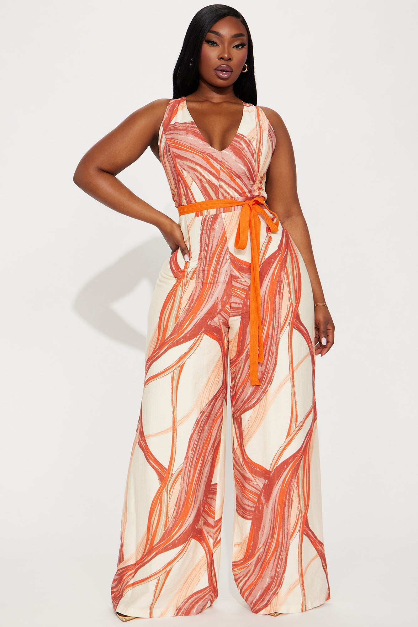 Tropical Sand Jumpsuit  - Orange/combo - Image 4