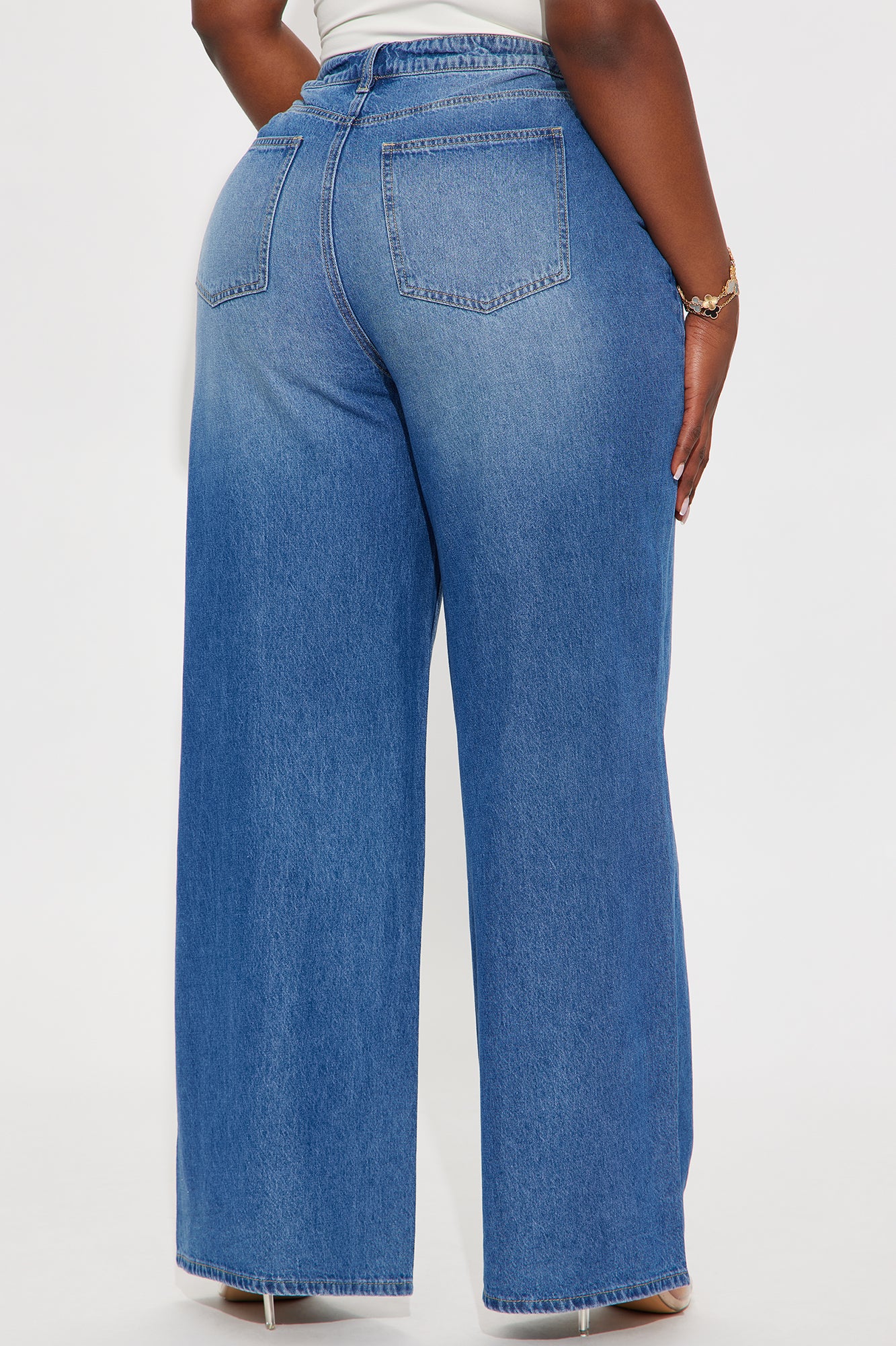 Bondi Girl Tie Waist Drapey Wide Leg Jeans - Medium Wash - Image 6