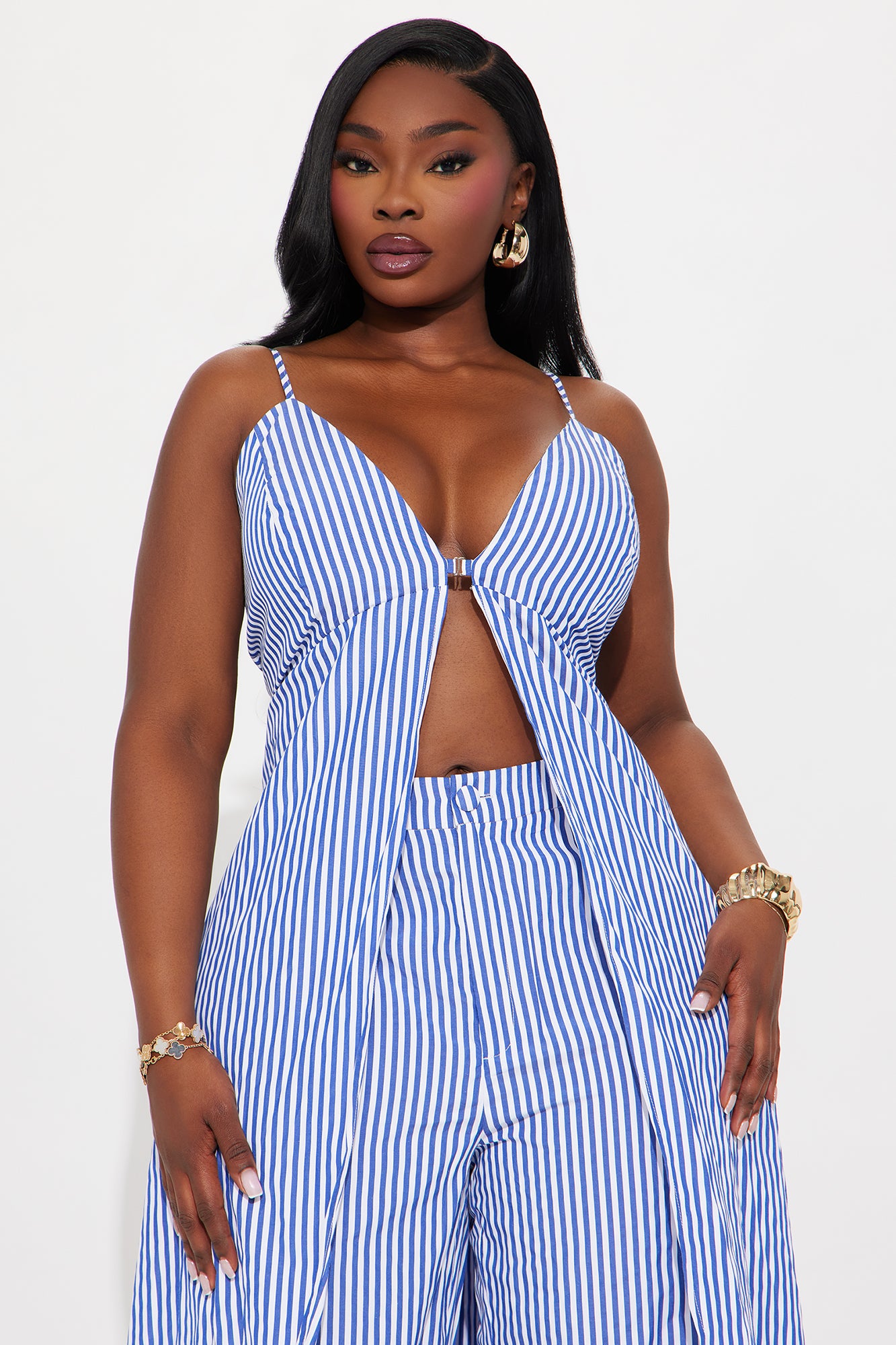 Beachside Glam Striped Poplin Pant Set - Blue/combo - Image 5
