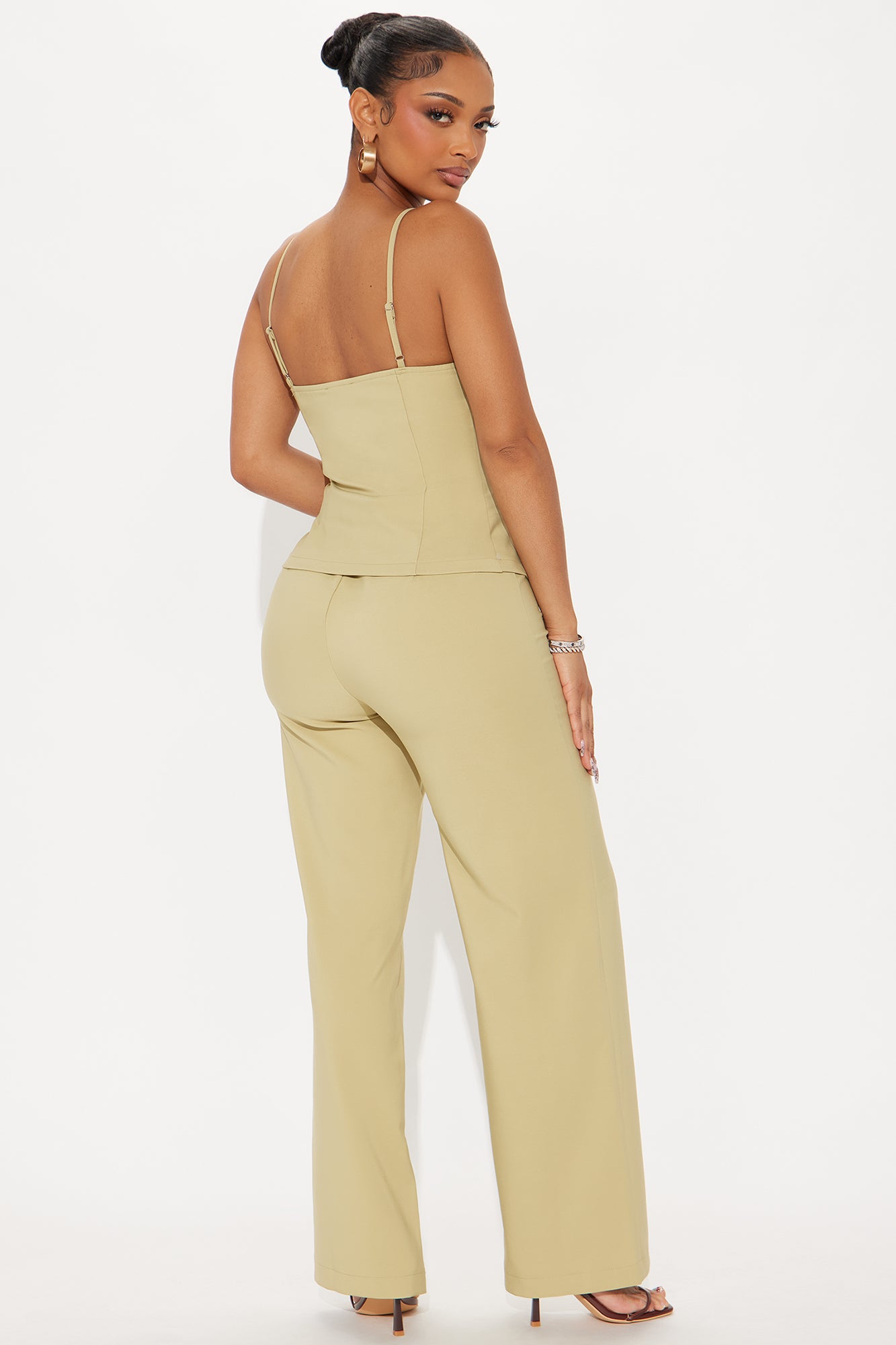 Sleek Statement Pant Set - Olive - Image 3