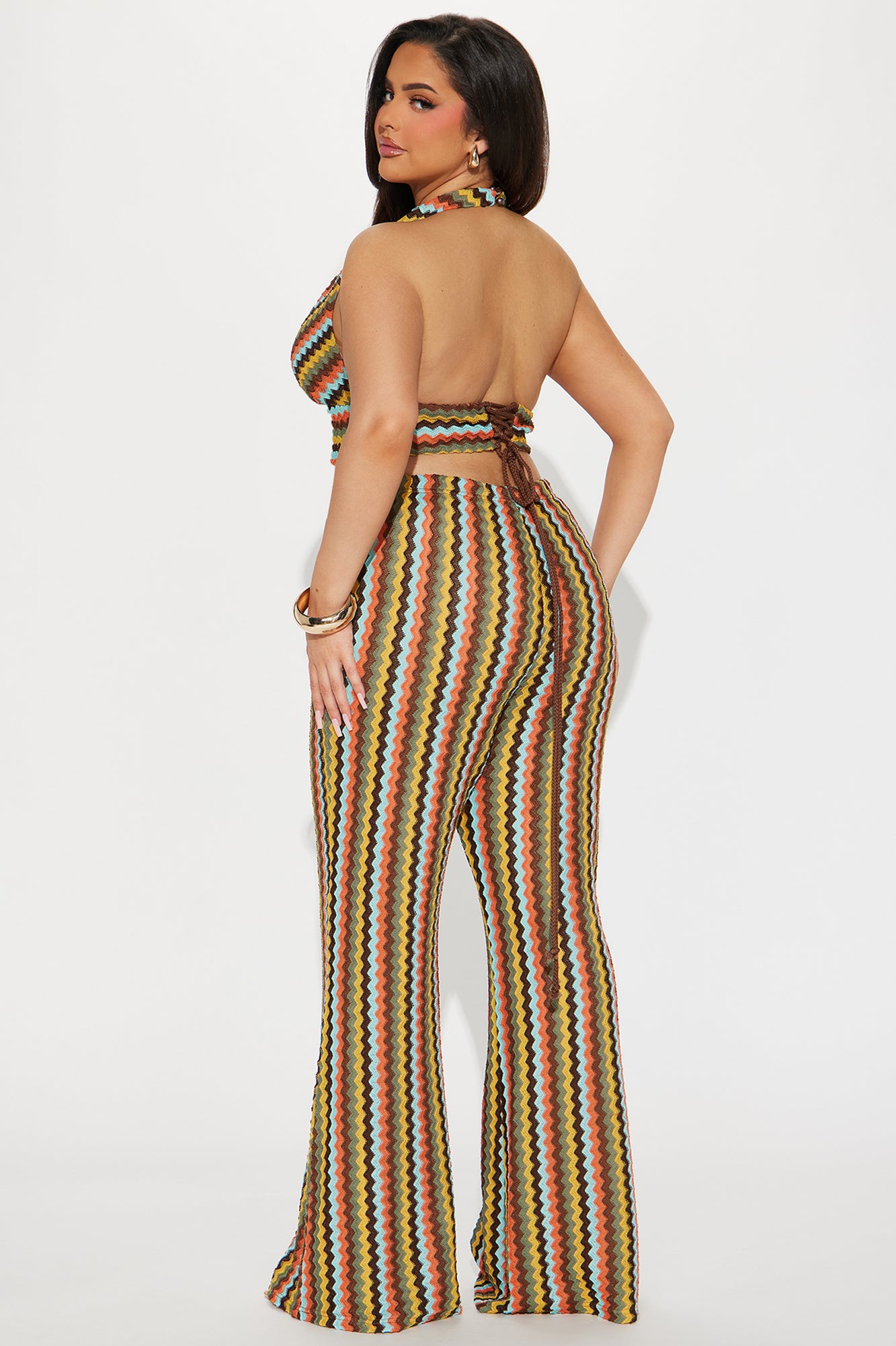 In A Daze Crochet Pant Set - Brown/combo - Image 6