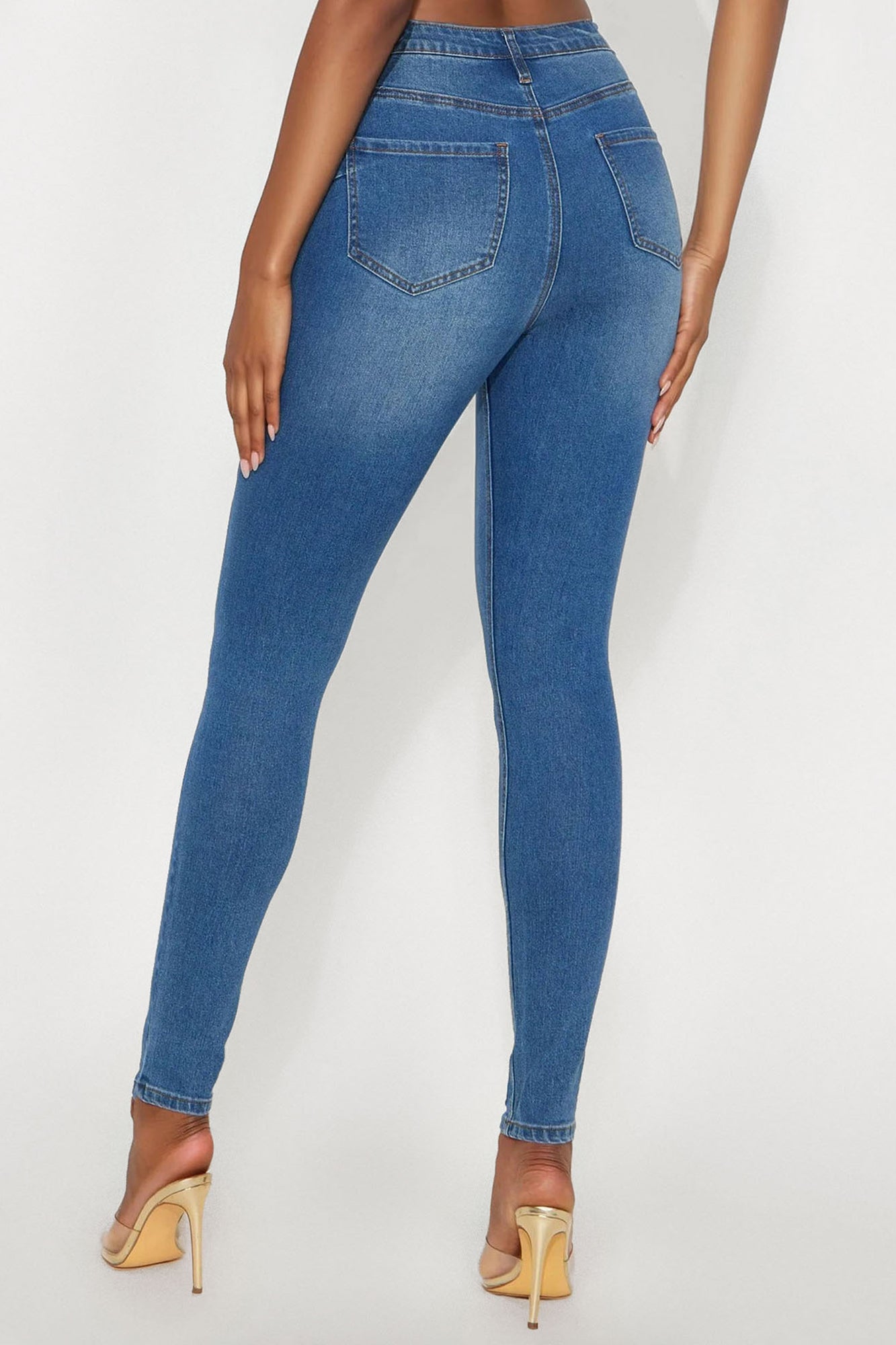 Tall Vibe Check Curvy Stretch Skinny Jeans - Medium Wash - Image 3