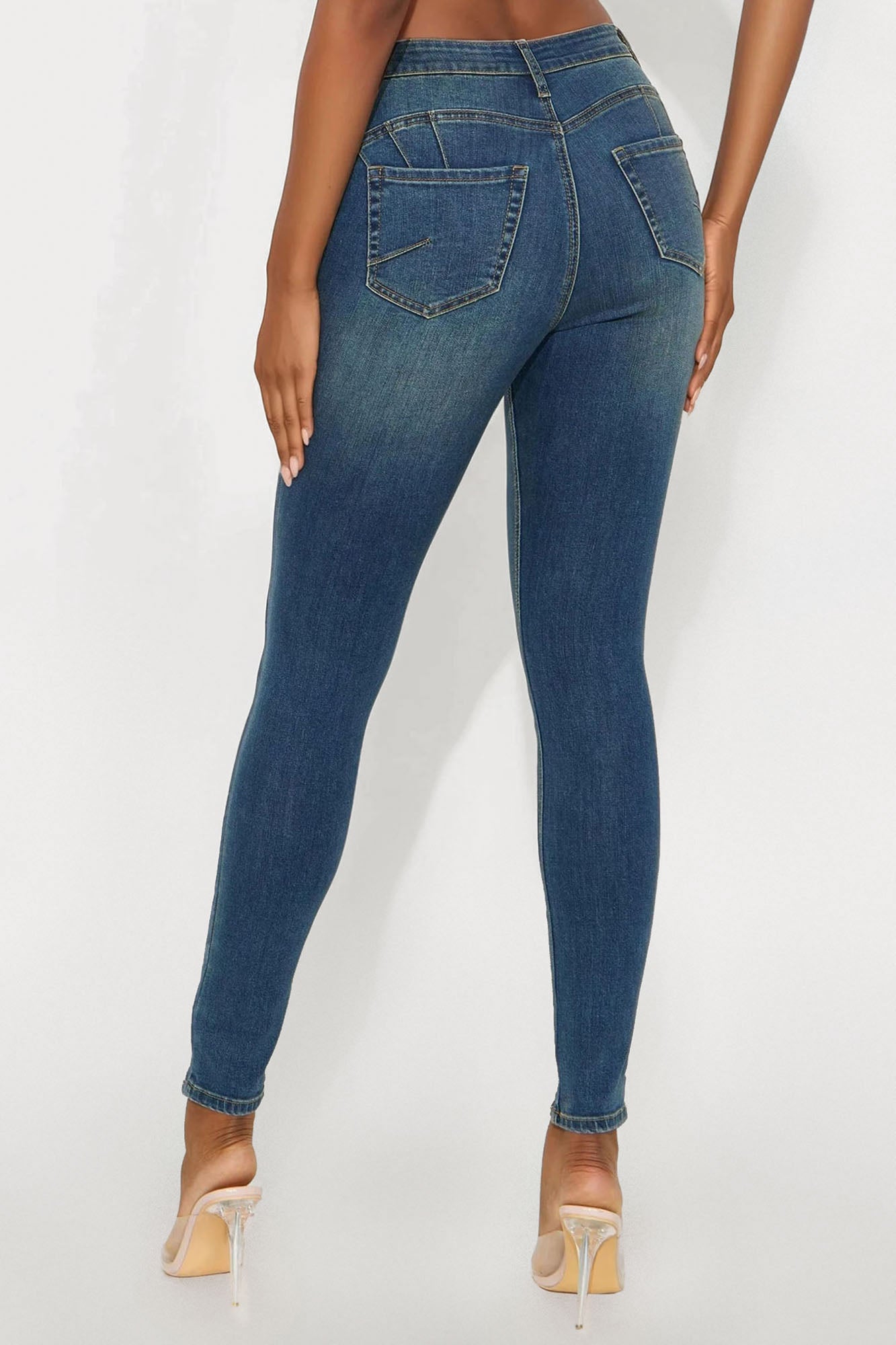 Tall Mia Booty Lifting Stretch Skinny Jeans - Dark Wash - Image 3