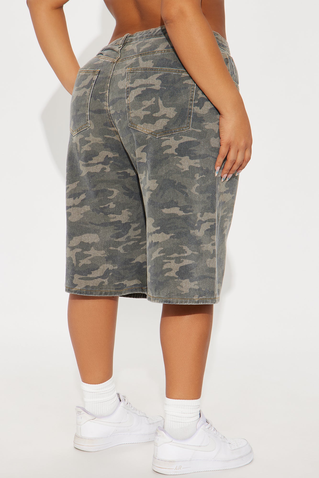 Such A Trooper Camo Denim Jorts - Olive - Image 6