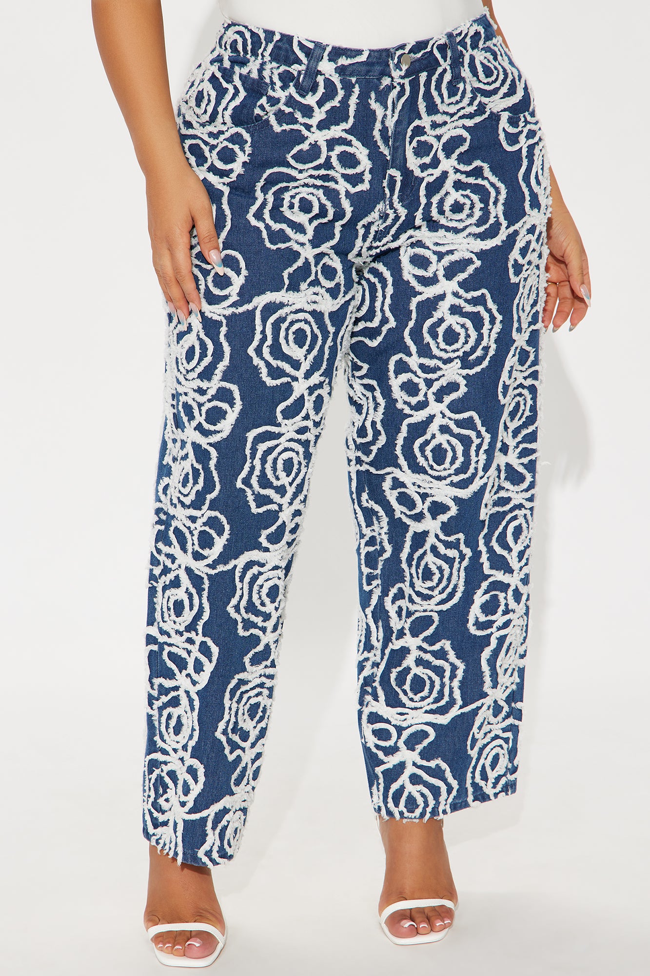 Urban Flora Loose Straight Leg Jeans - Medium Wash - Image 5