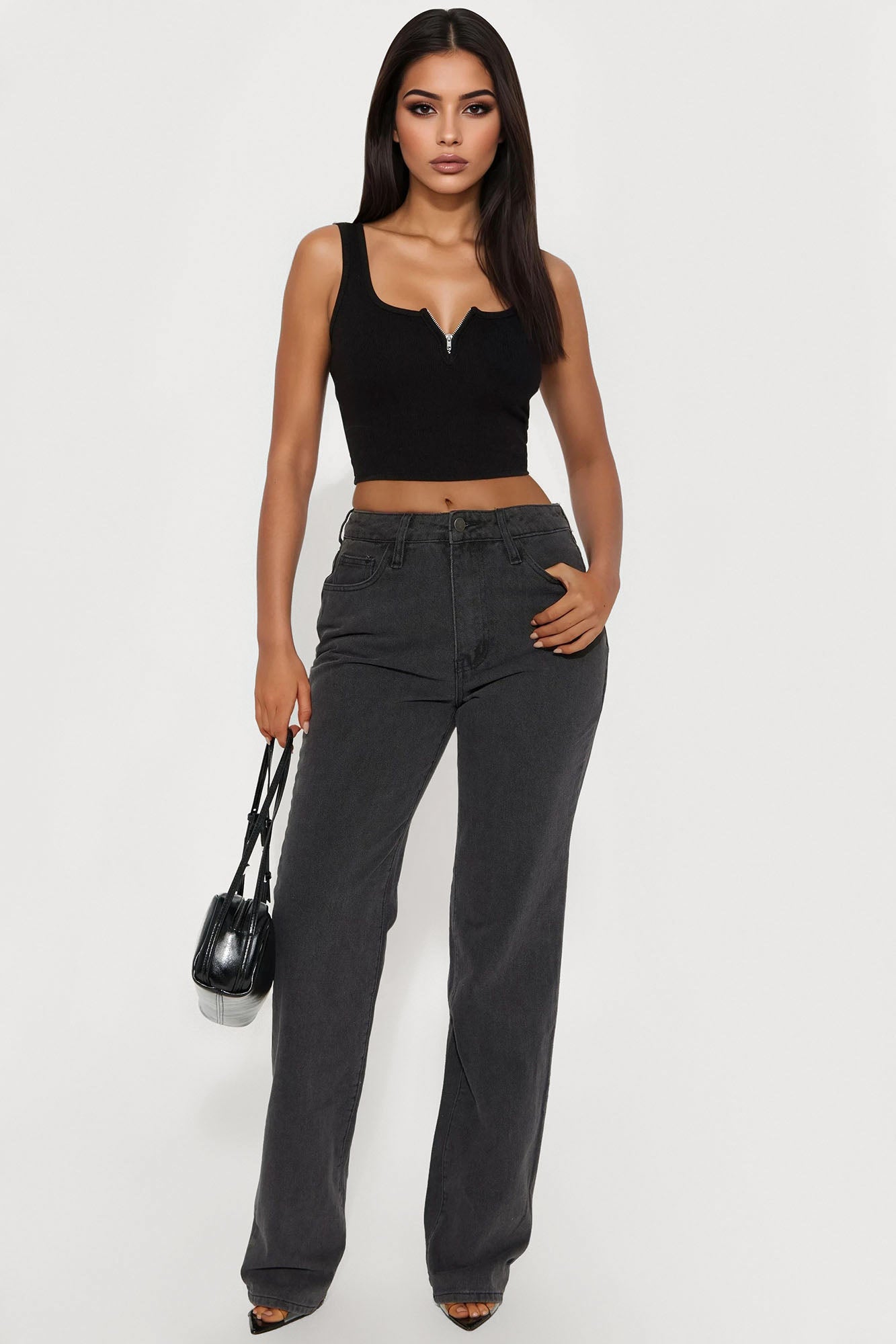 Tall Get It Straight Slouch Fit Jeans - Black - Image 6