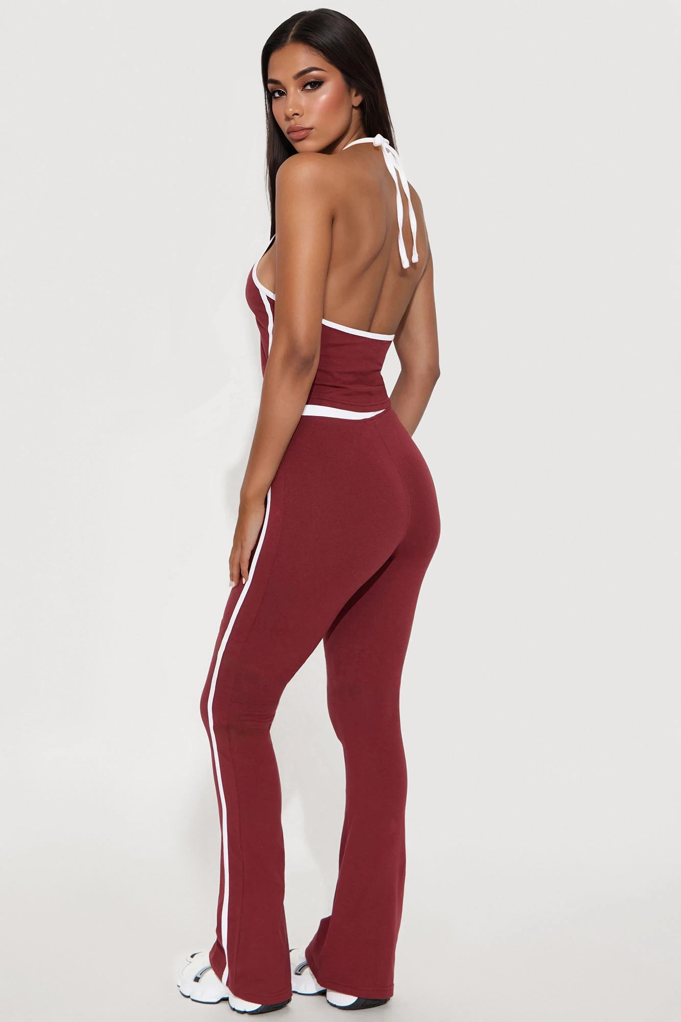 Sports Club Halter Pant Set - Burgundy - Image 3