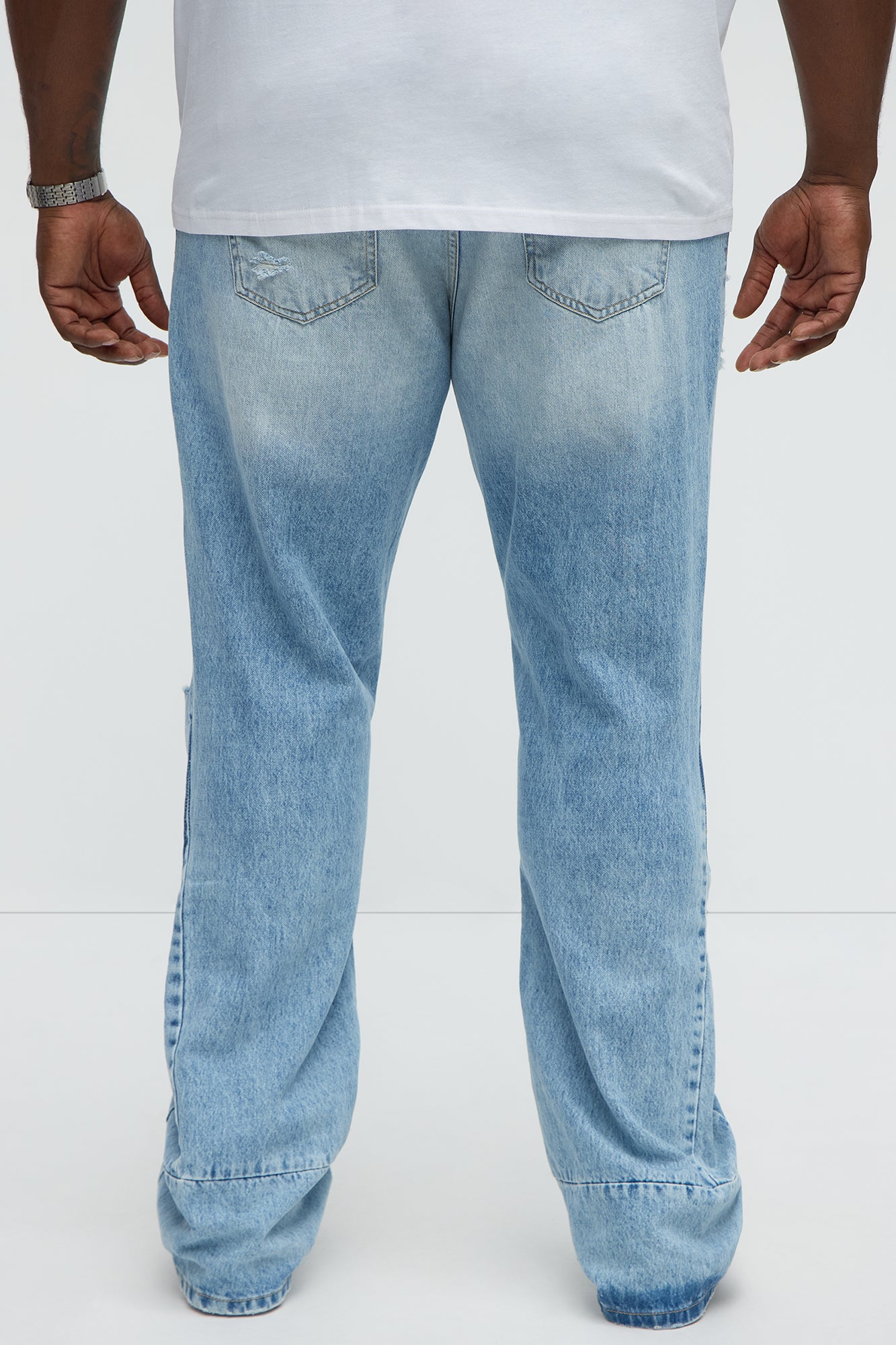 Might Go Ripped Stacked Slim Flare Jeans - Light Wash - Image 8
