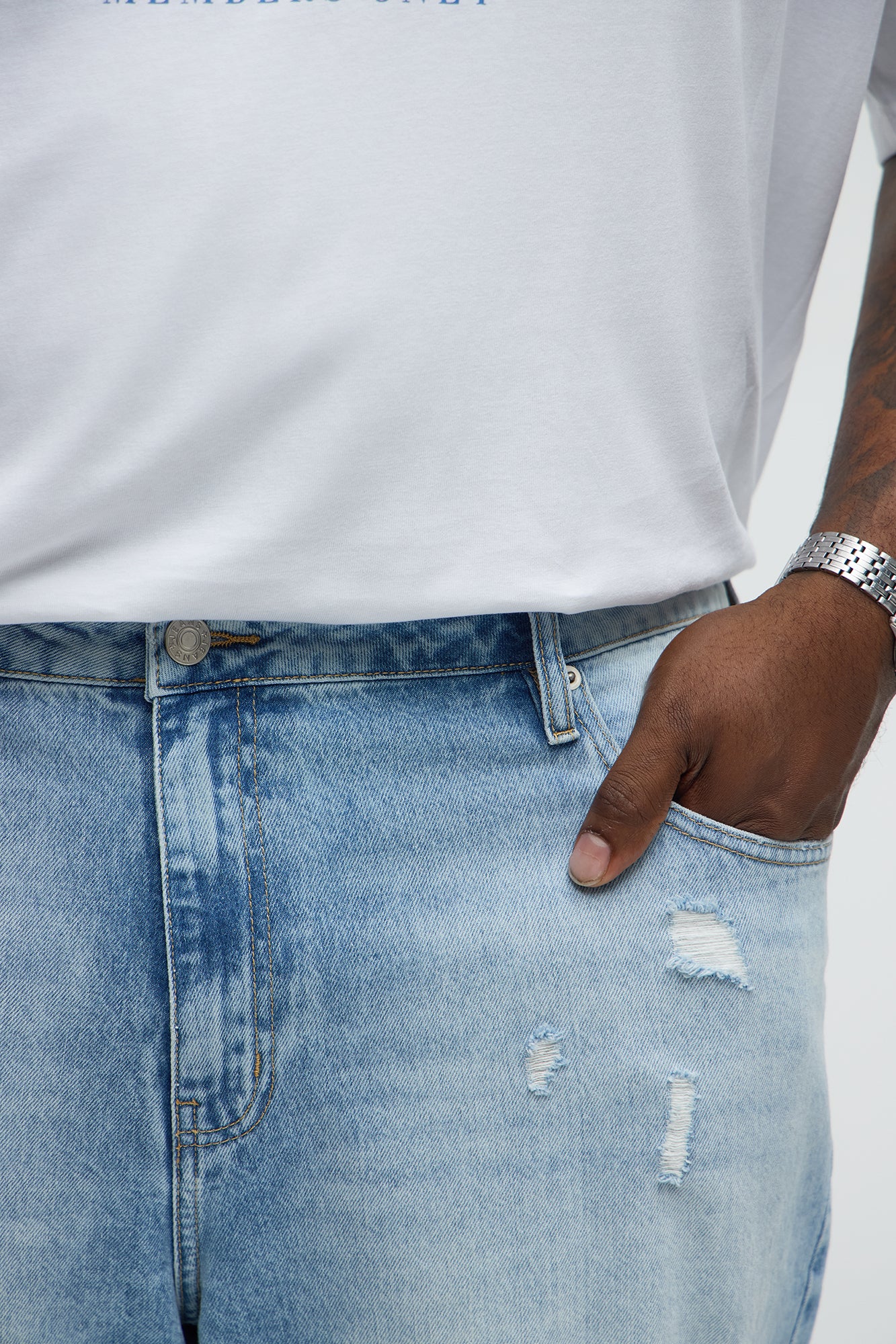Might Go Ripped Stacked Slim Flare Jeans - Light Wash - Image 7