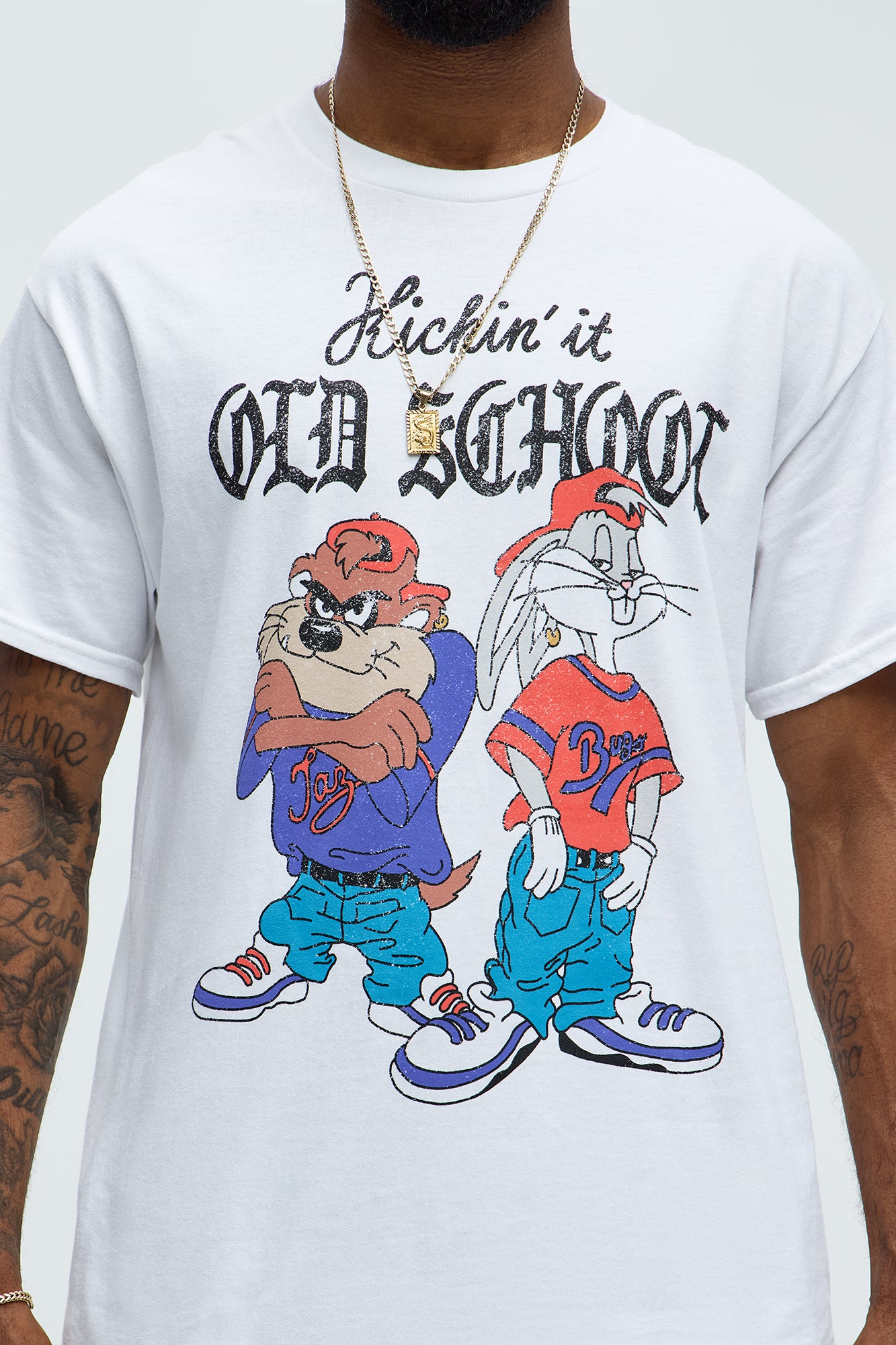 Looney Tunes Kickin It Old Skool  Short Sleeve Tee - White - Image 3