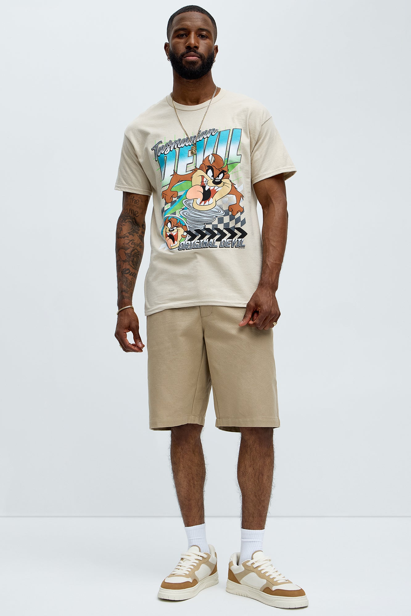 Looney Tunes Tasmanian Devil Racing Short Sleeve Tee - Sand - Image 3