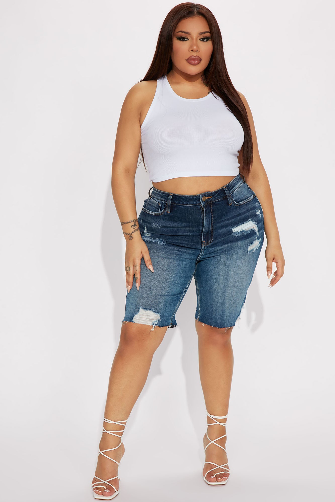 Almost There Stretch Denim Bermuda Shorts - Dark Wash - Image 5