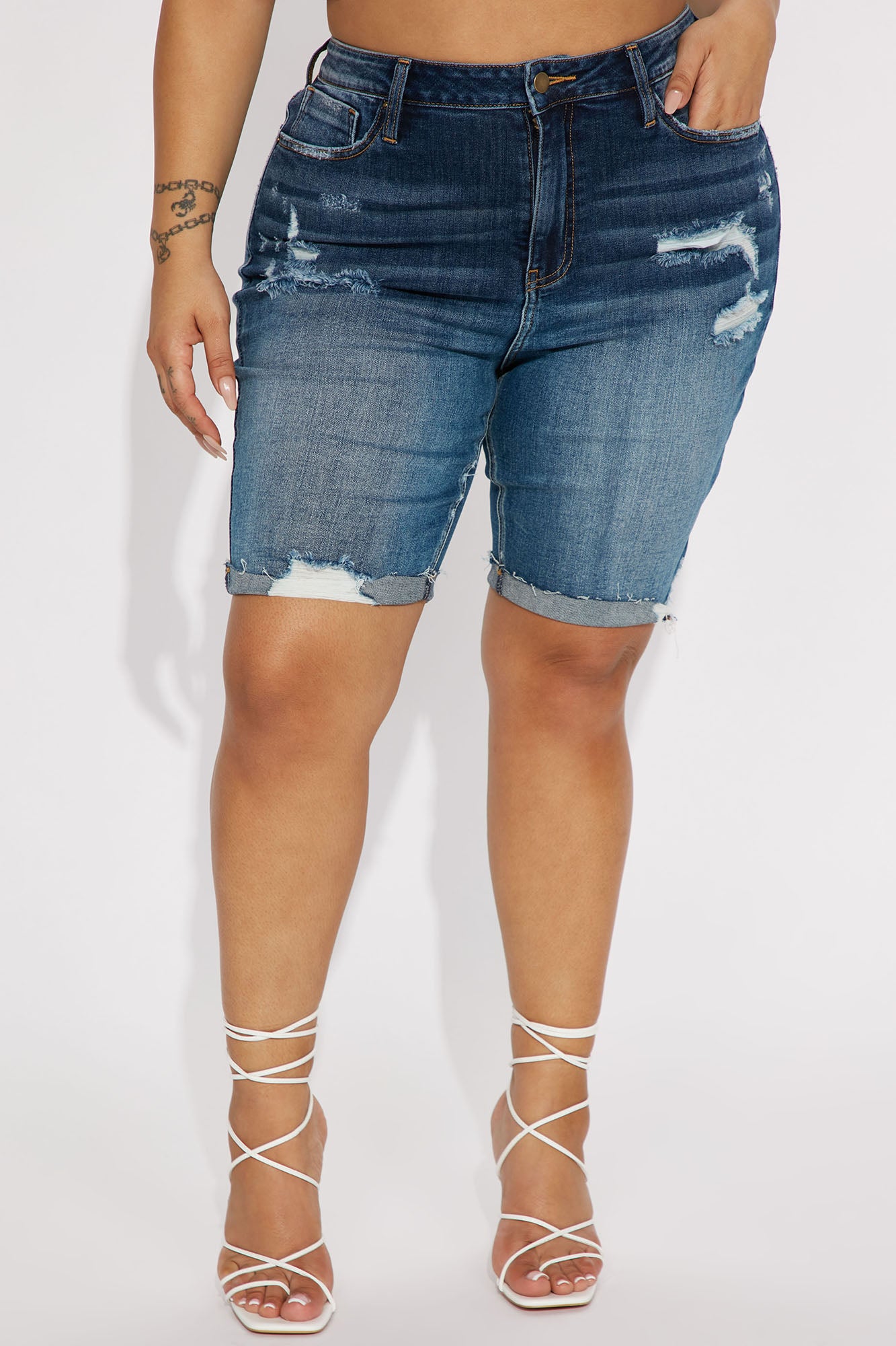 Almost There Stretch Denim Bermuda Shorts - Dark Wash - Image 4
