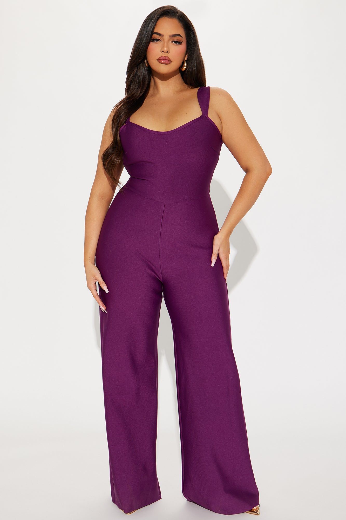 Over The Top Bandage Jumpsuit - Plum - Image 4