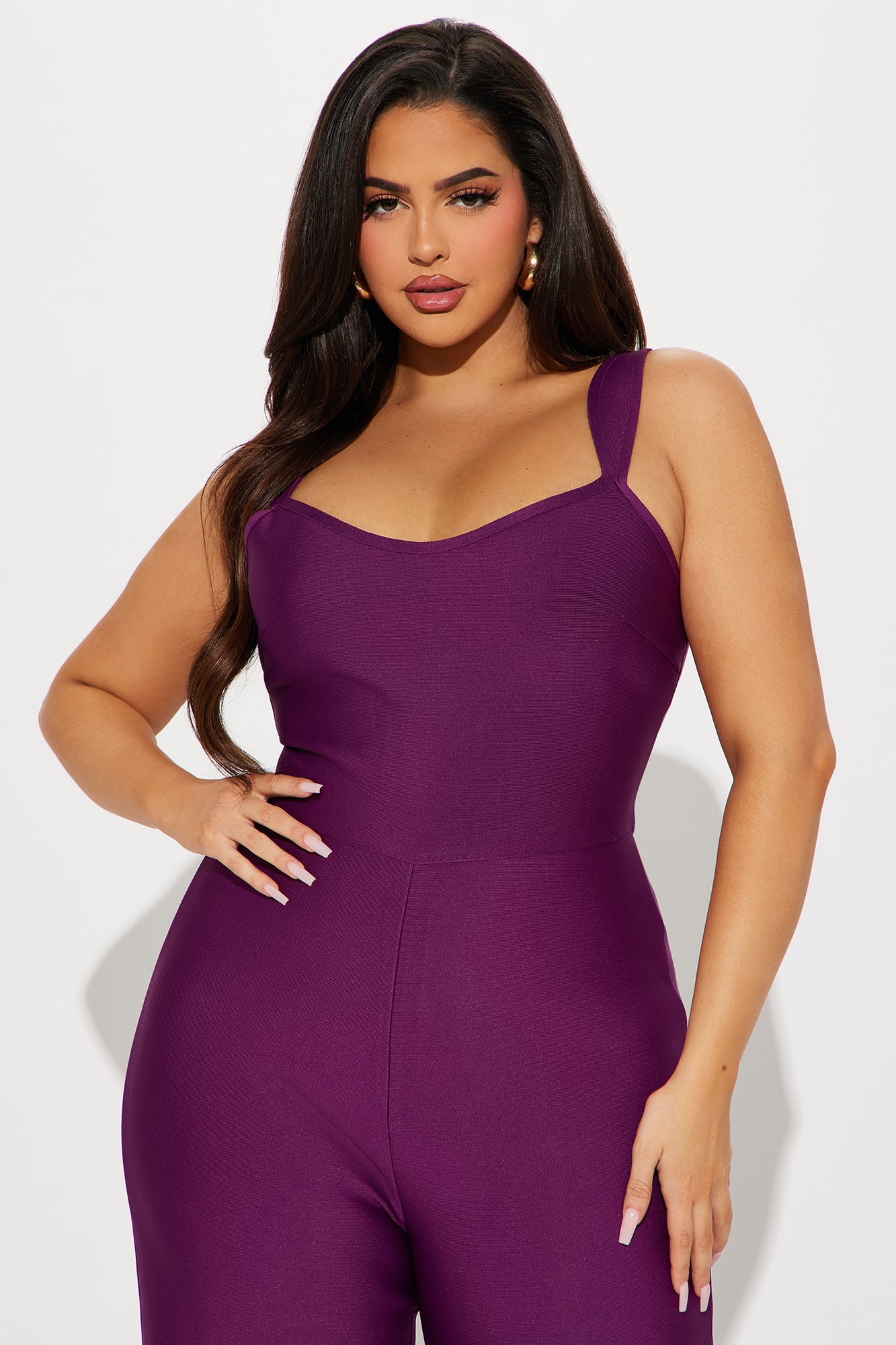 Over The Top Bandage Jumpsuit - Plum - Image 5