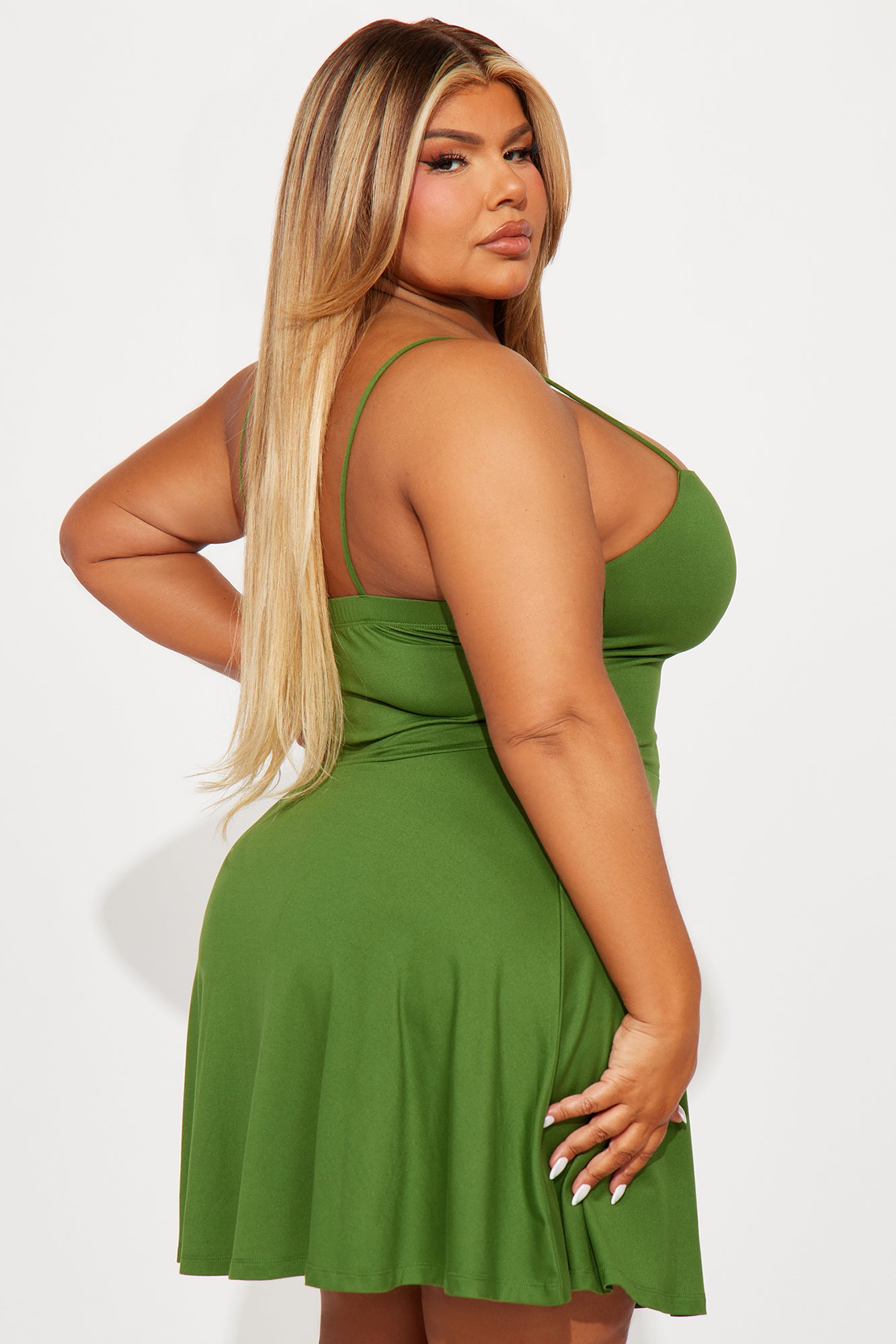 Adriana Essential Mini Dress - Olive - Image 6