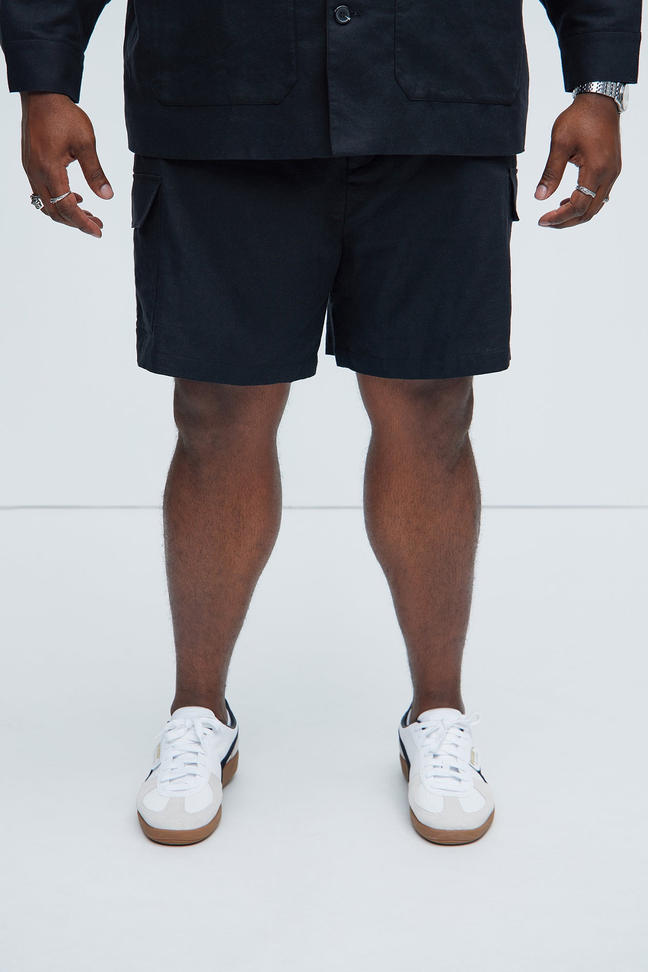 Bahamas Linen Cargo Shorts - Black - Image 5