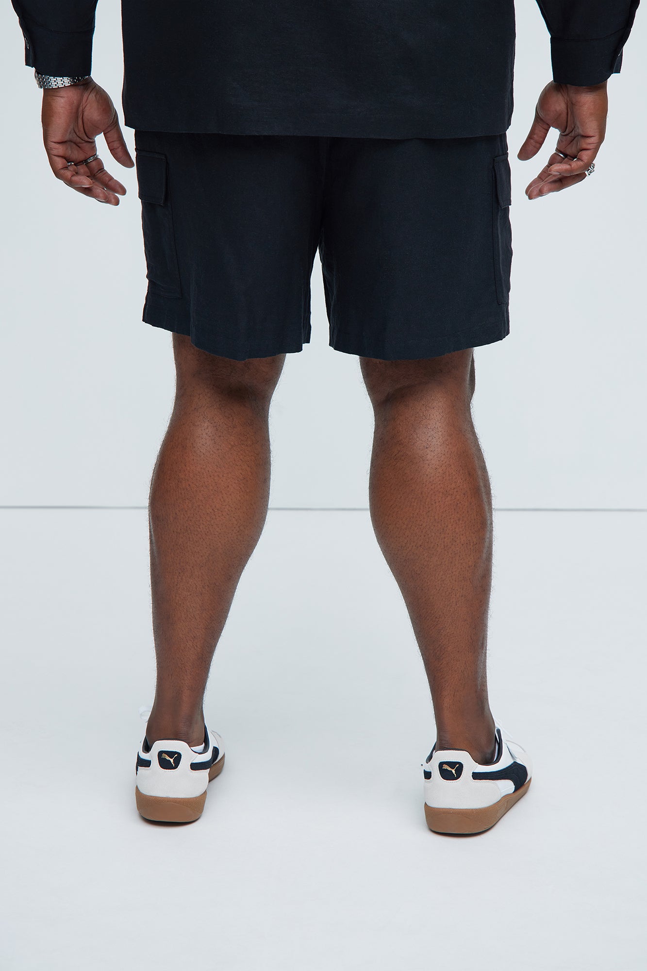 Bahamas Linen Cargo Shorts - Black - Image 8