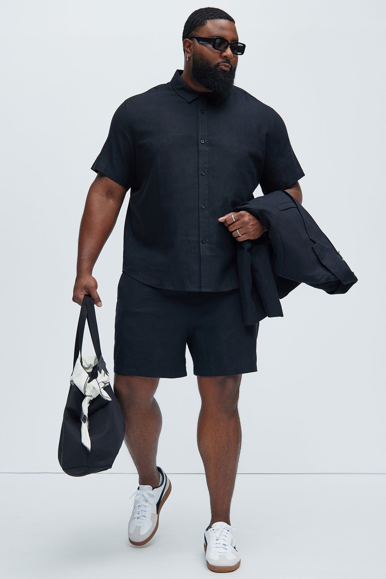 Bahamas Linen Classic Button Up Shirt - Black - Image 5