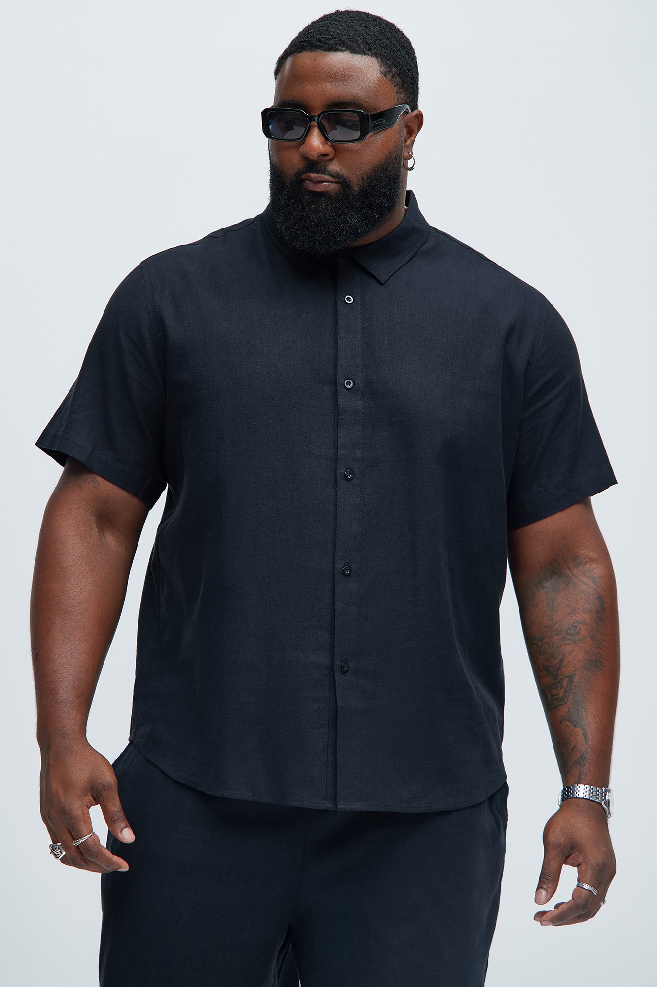 Bahamas Linen Classic Button Up Shirt - Black - Image 4